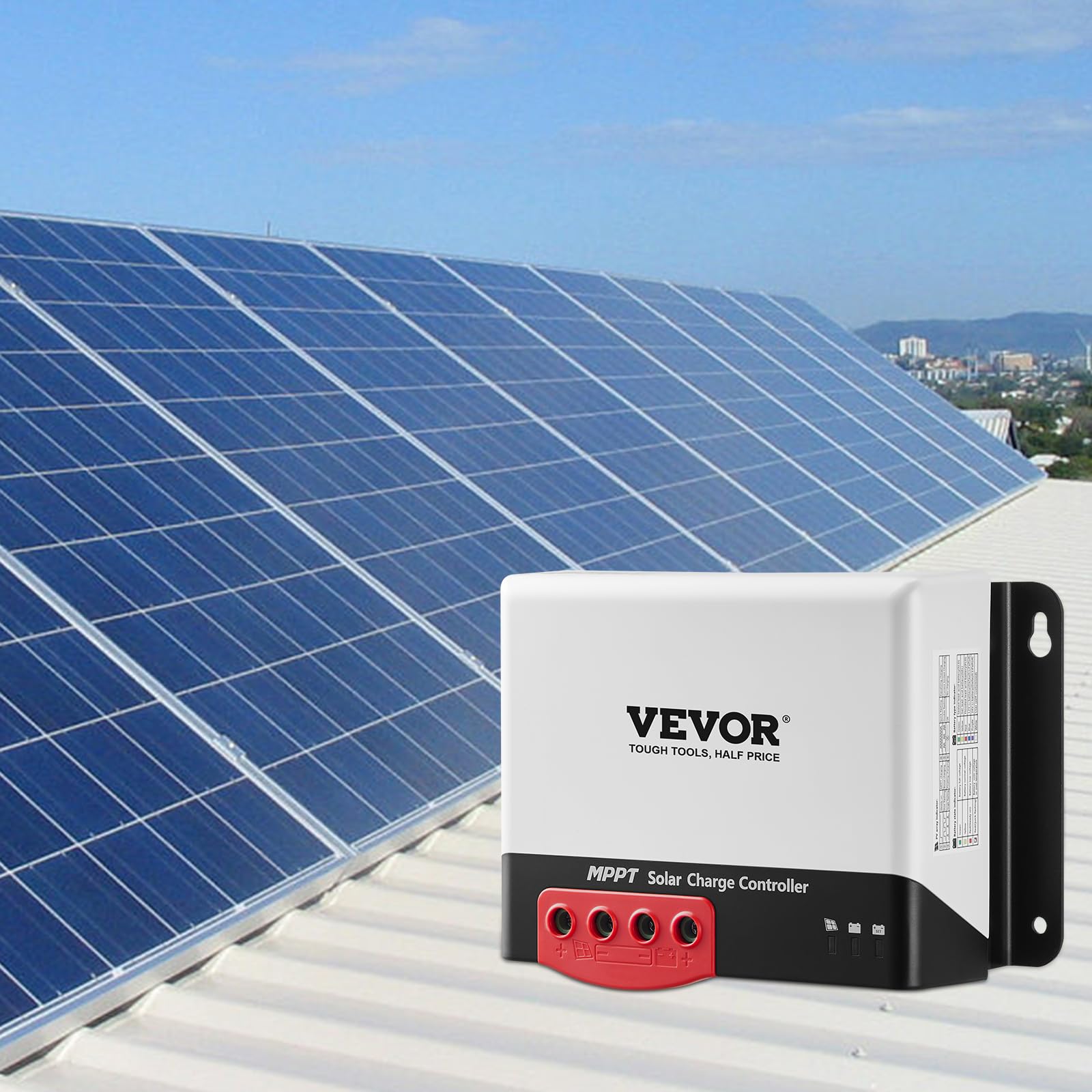 VEVOR Regulator ładowania solarnego 50 A, 12 V, 660 W/24 V, 1320 W, MPPT, moduł solarny, regulator ładowania z interfejsem komunikacyjnym TTL, kompatybilny z akumulatorami Deep Cycle, takimi jak AGM,
