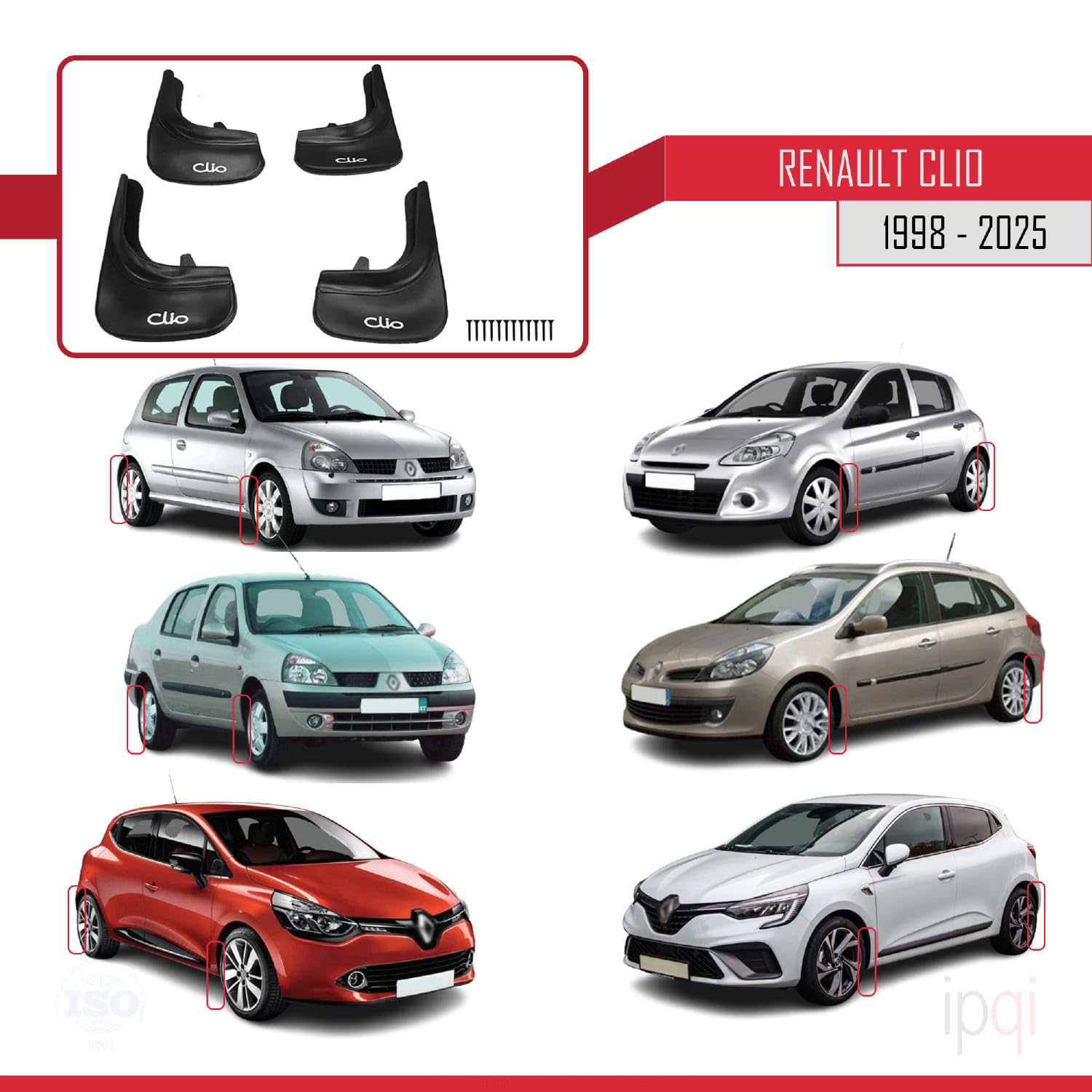 RE&AR Tuning Kompatybilny z Renault Clio 1998-2025 przód + tył, 4-częściowy zestaw