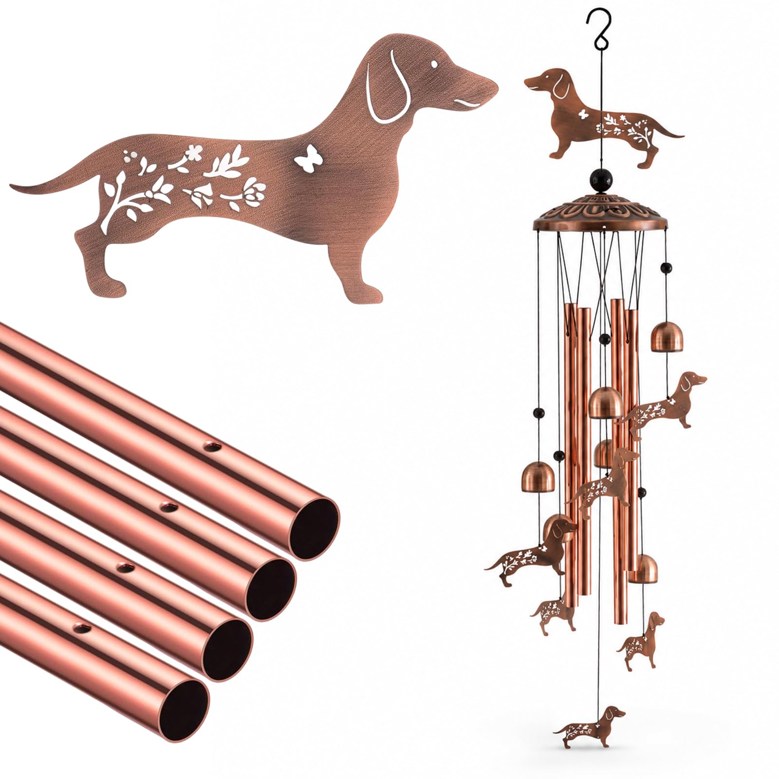 Onperpoe Dachshund Wind Chimes for Garden, Sausage Dog Gifts for Women Men