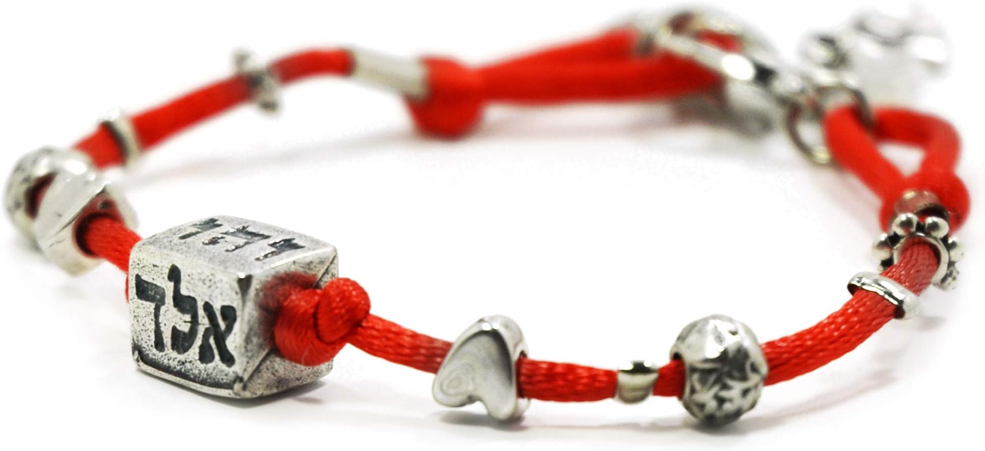 MIZZE Made for LuckWomen's Red Charm Bracelet for Protection Health Prosperity and Happiness 18 CM Length - Easy to Wear Lobster Clasp with Silver Plated Charms - Personal Jewellery for Mom Wife Girlfriend