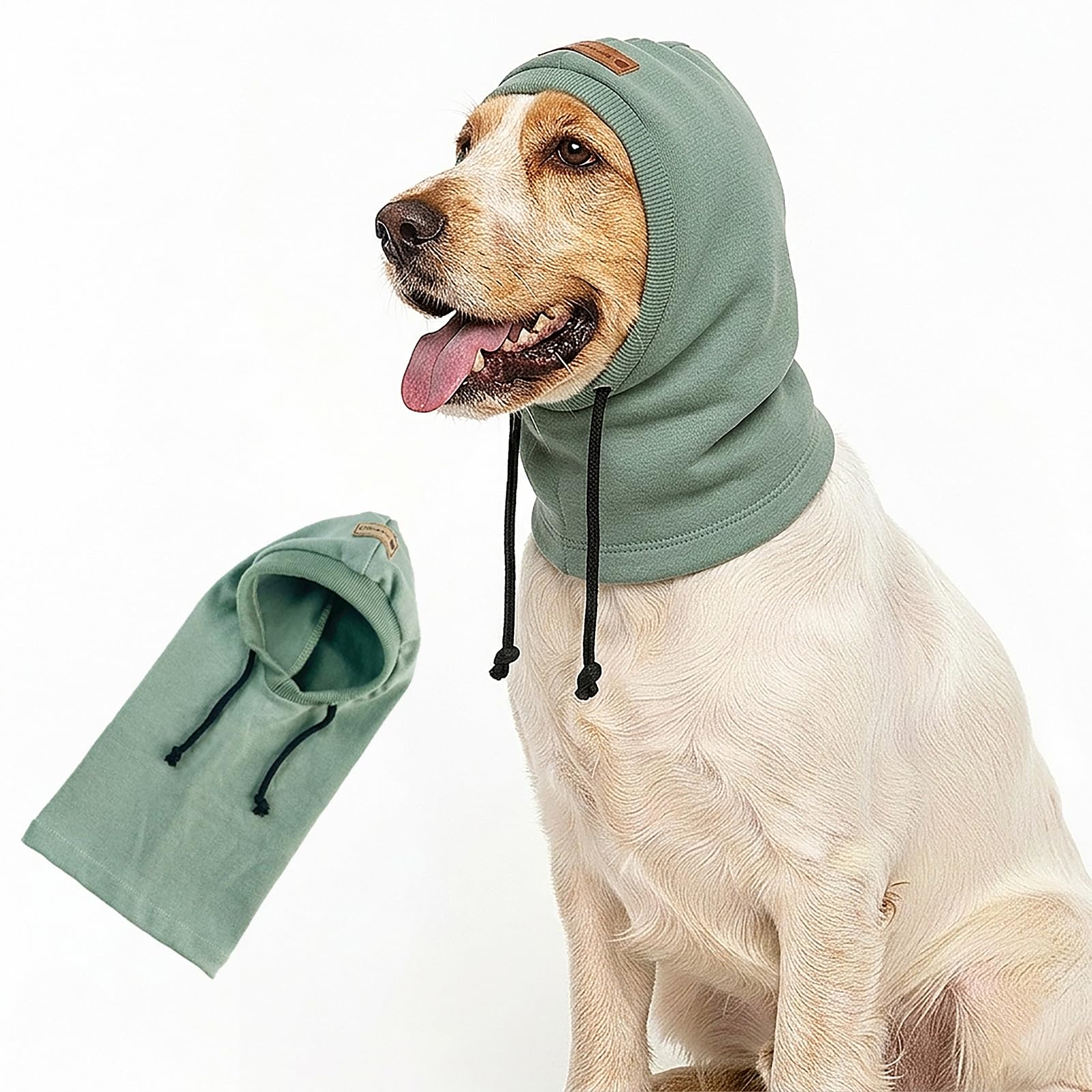 Colenumone Dog Hats for Outdoor Photo Props, Calming Dog Snood & Ear Protectors for Noise, Versatile Dog Bandana for Anxiety Relief, Fireworks & Grooming, Soft Breathable Pet Headwear(green-M)