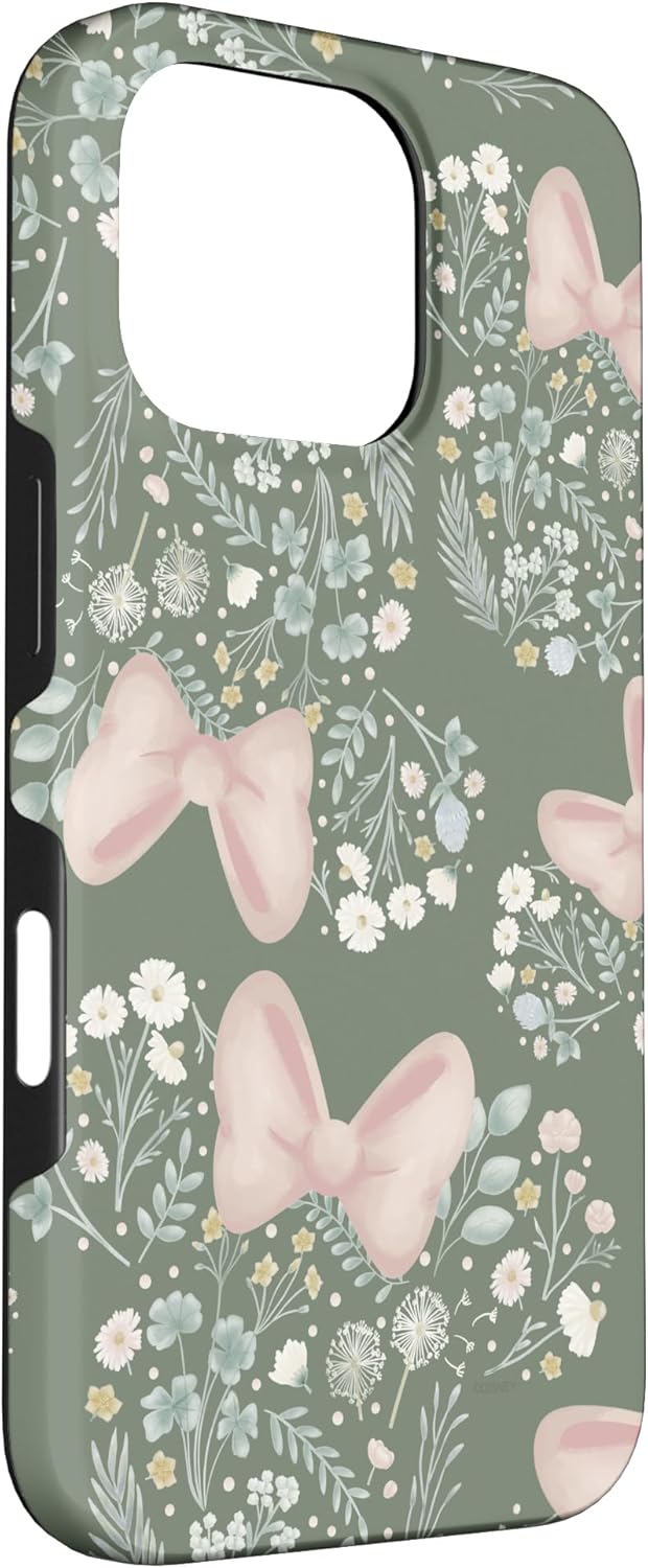 Disney Minnie Mouse Icon Spring Flowers Sage Green Case for iPhone 16 Pro