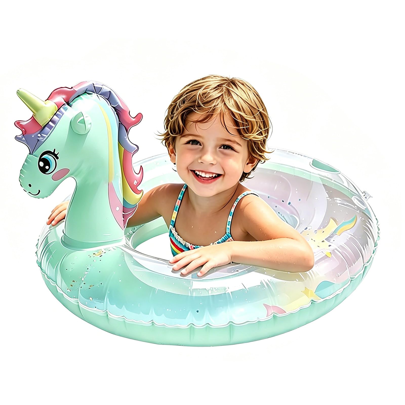 Baby Inflatable Seat Boat, Unicorn Dinosaur Baby Swimming Floats,Toddler Pool Floats,Kids Inflatable Float Raft with Handle,Bathtub Toys Pool Accessories for Kids Toddlers (GREEN70#)