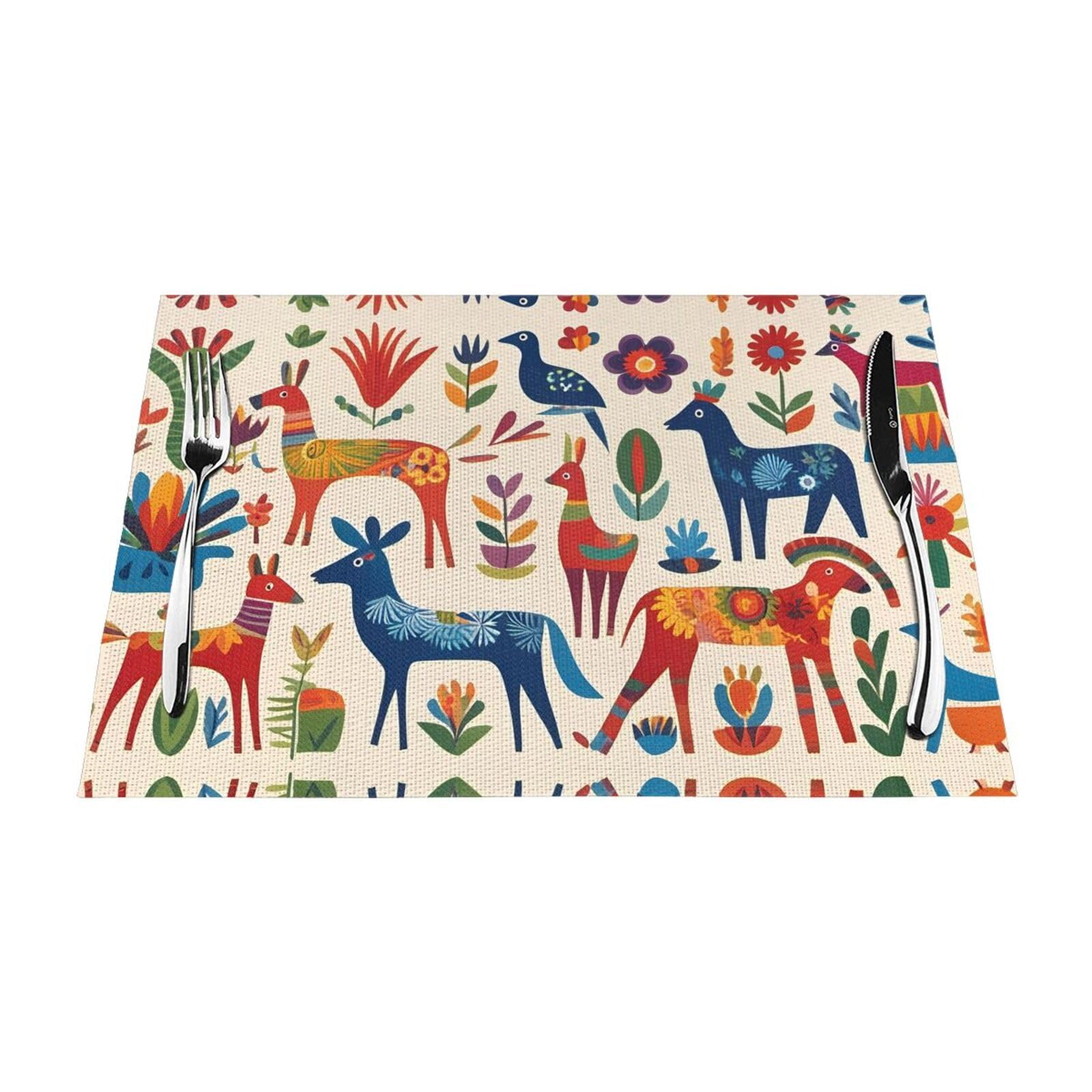Sets de table Otomi motif animaux colorés (lot de 6) HYTTER pour table à manger stylée