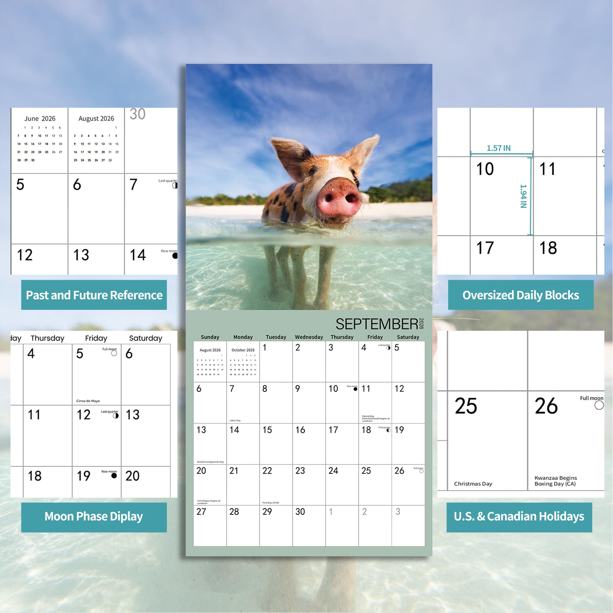 2026 Wall Calendar, Pig Calendar 2026,PIG Monthly Wall Calendar