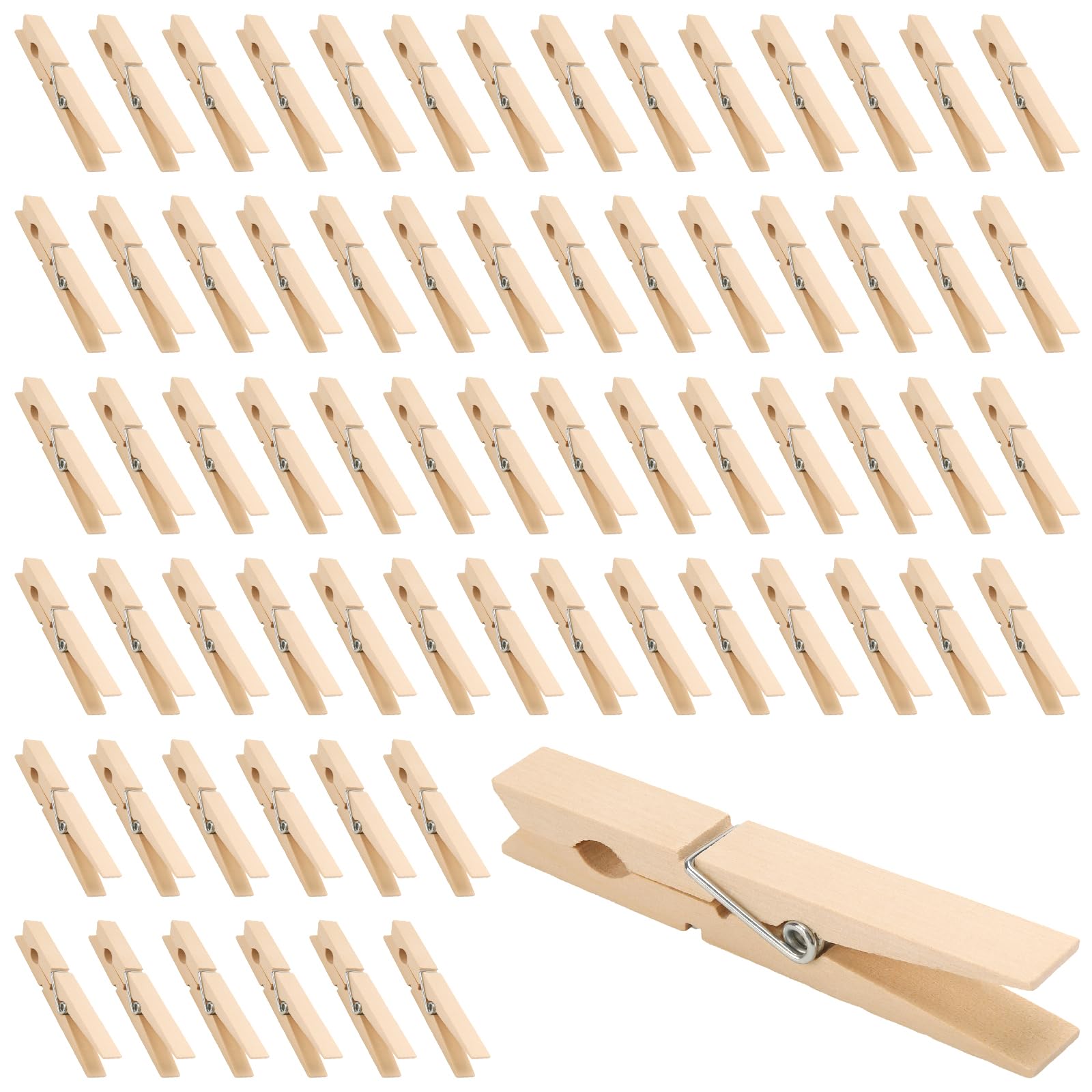 HOIGON Confezione da 300 mollette in legno naturale da 8,9 cm, robuste e grandi, mollette in legno con molla, per vestiti, artigianato, appendere foto, snack