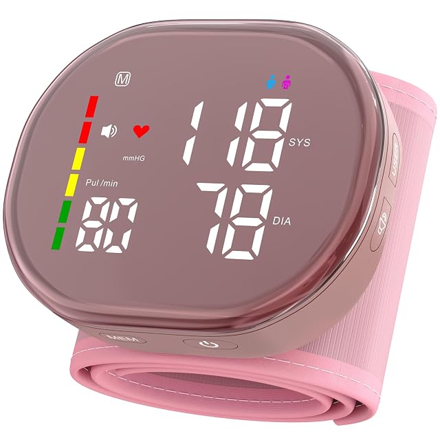 Wrist Blood Pressure Monitor Rechargeable BP Machine with 5 3 7 7 Cuff 2 120 Memory One-Button Switch