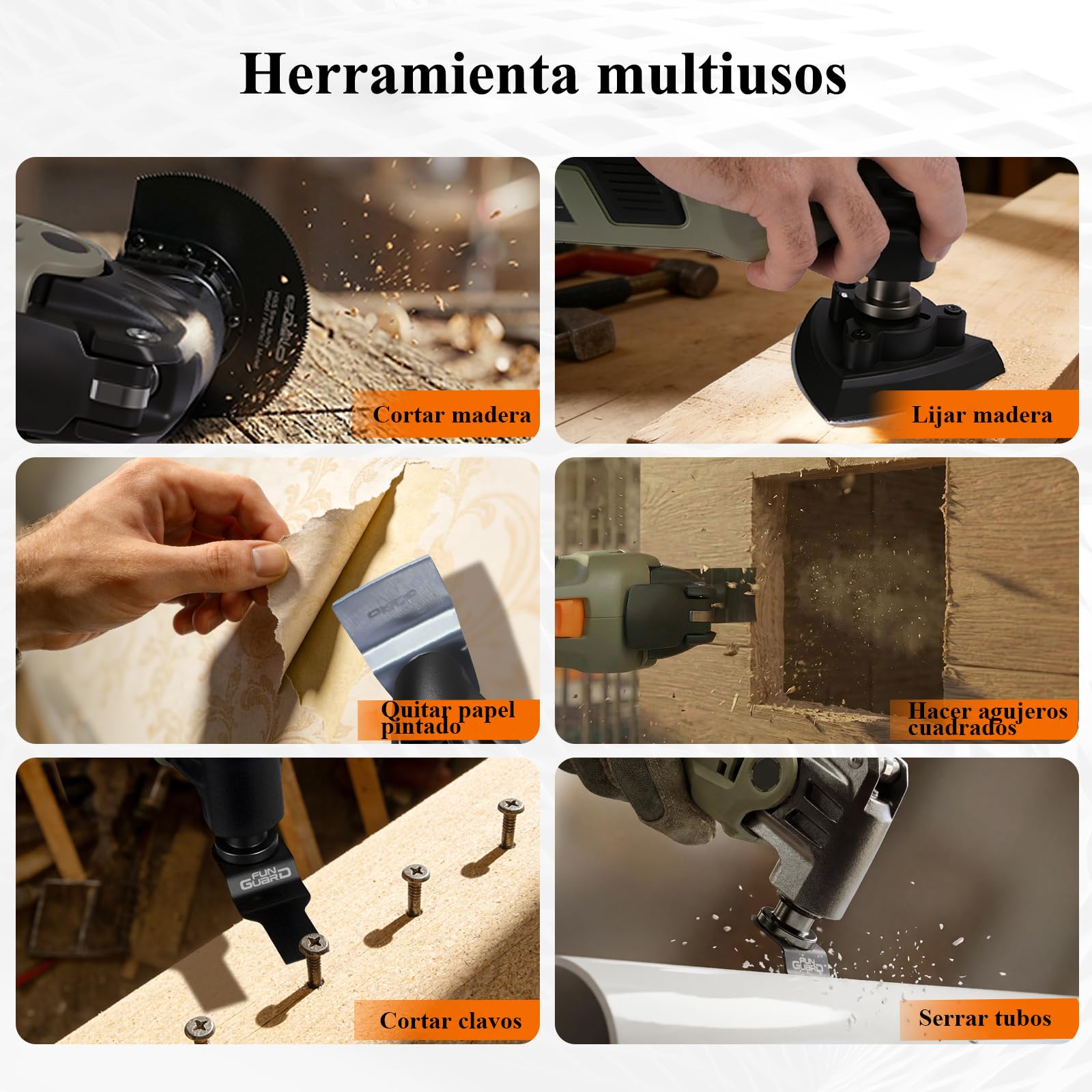 Multiherramienta Oscilante 400W,6 Velocidades,38 Accesorios | Herramientas Oscilantes, 15000-22000RPM, Ángulo de Oscilación 4.5°, para Cortar, Lijar, Raspar, Serrar