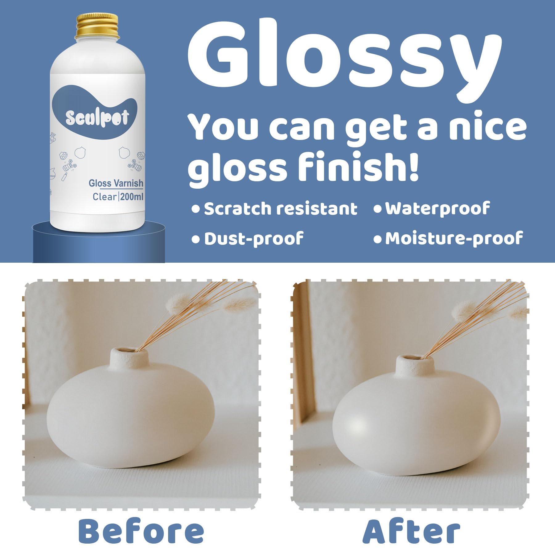 Smalto Per Argilla Essiccata All'Aria - Vernice Opaca 200 Ml, Incolore, Per Ceramica - Foto 9