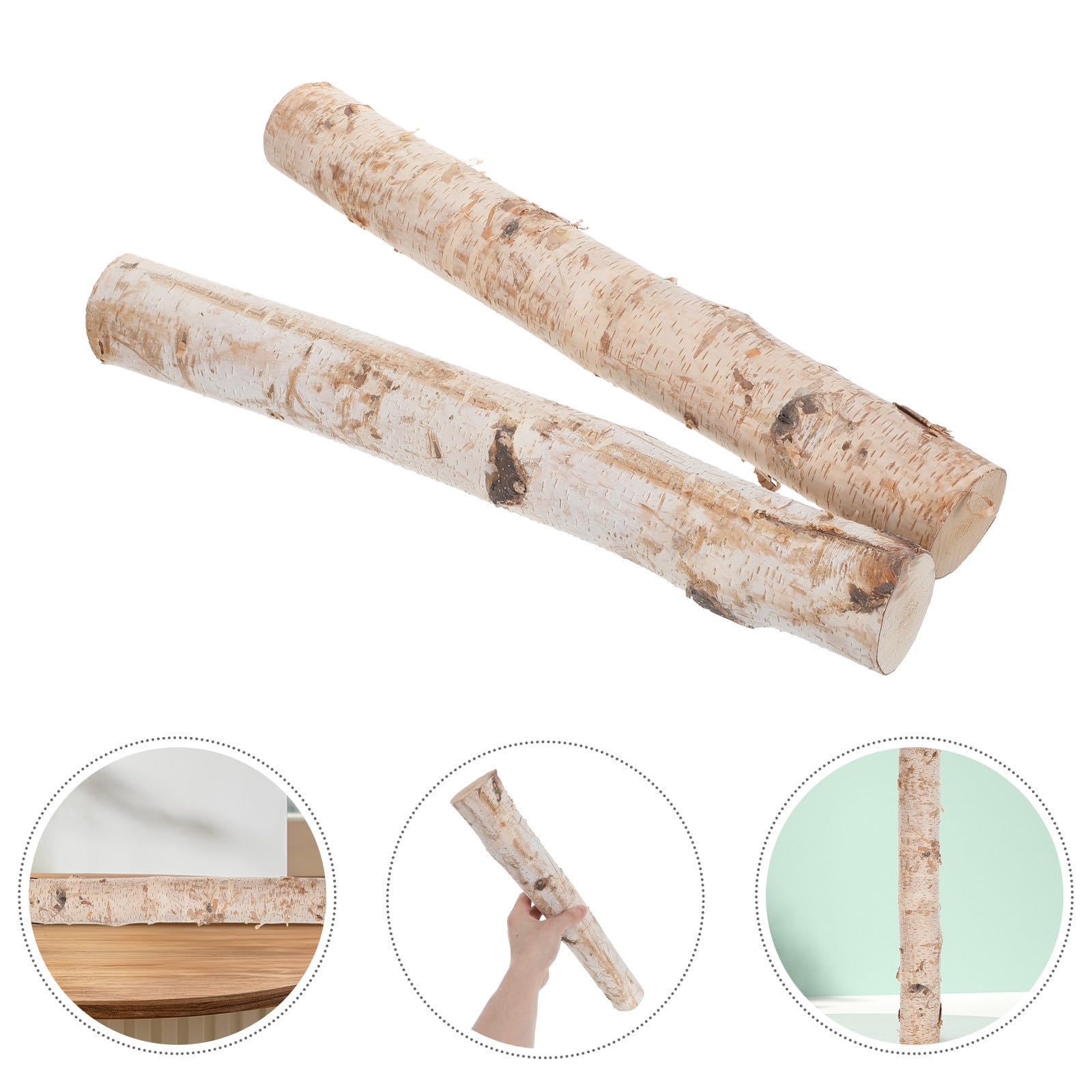 Housoutil Tronchetti Legno di Betulla Naturale 2 Pezzi Decorativi e Affidabili per Artigianato e Decorazioni per Soggiorno ed Eventi a Tema