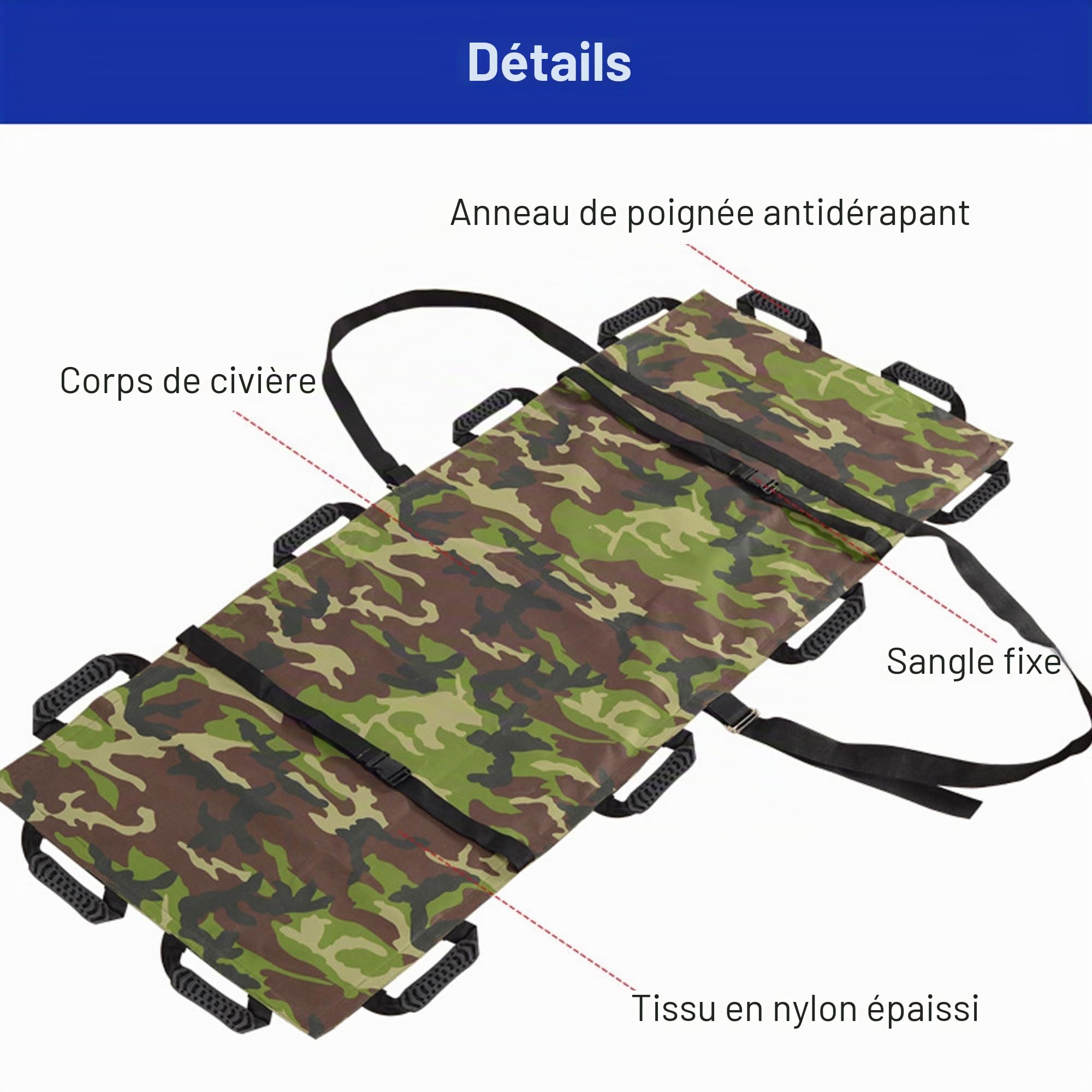 Brancard Pliant Portable Avec Poignées En Mousse,brancard Léger Pour Les Premiers Secours,brancard Pour Le Transport Des Patients Et Des Animaux,27.1 * 70 Pouces,capacité Charge 400 Livres(Colorful)