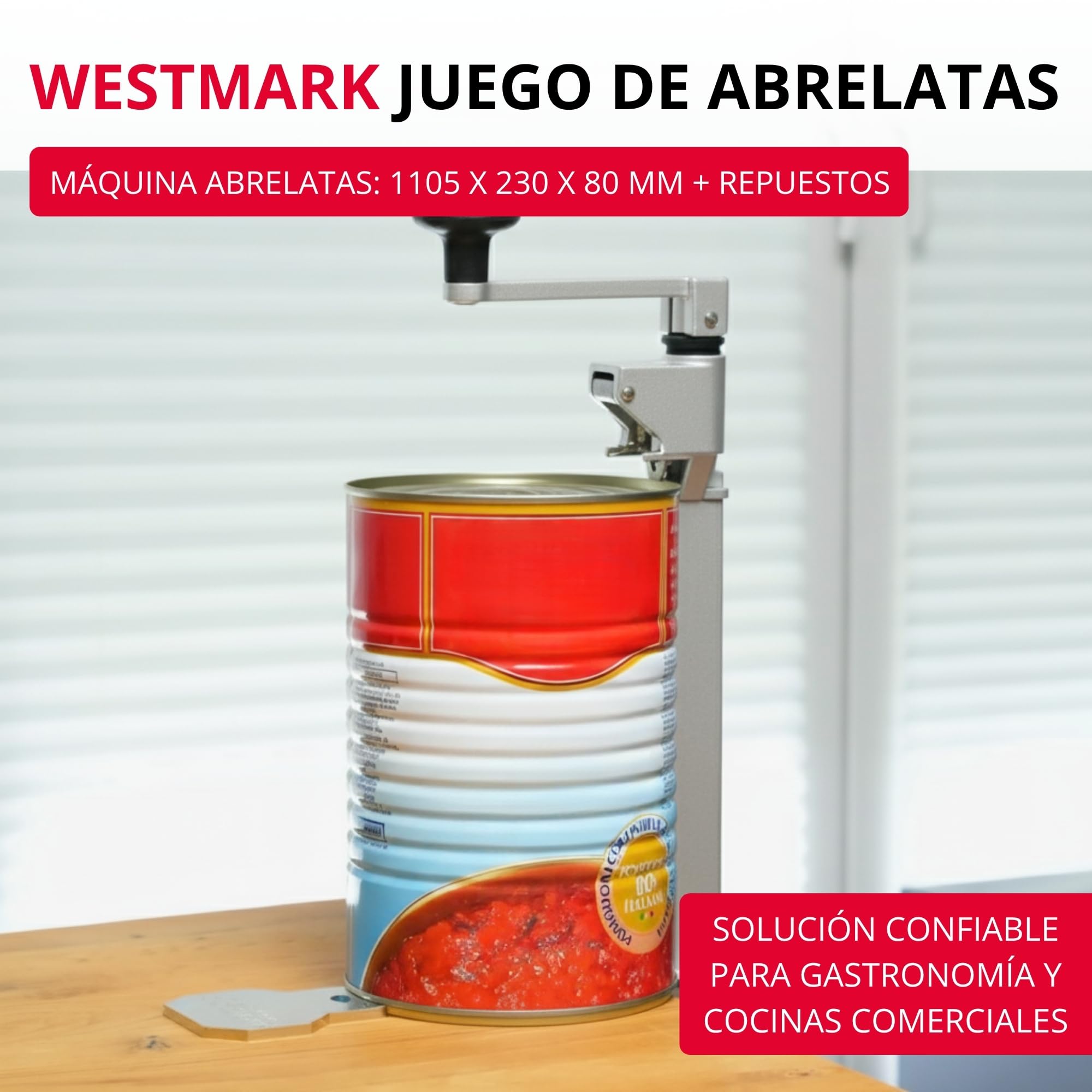 Westmark Set: Abrelatas para montaje en mesa + juego de piezas de repuesto, Para restauración / profesionales, Largo: 84 cm, Acero / Acero inoxidable, Sieger Clou 30, 198022E6