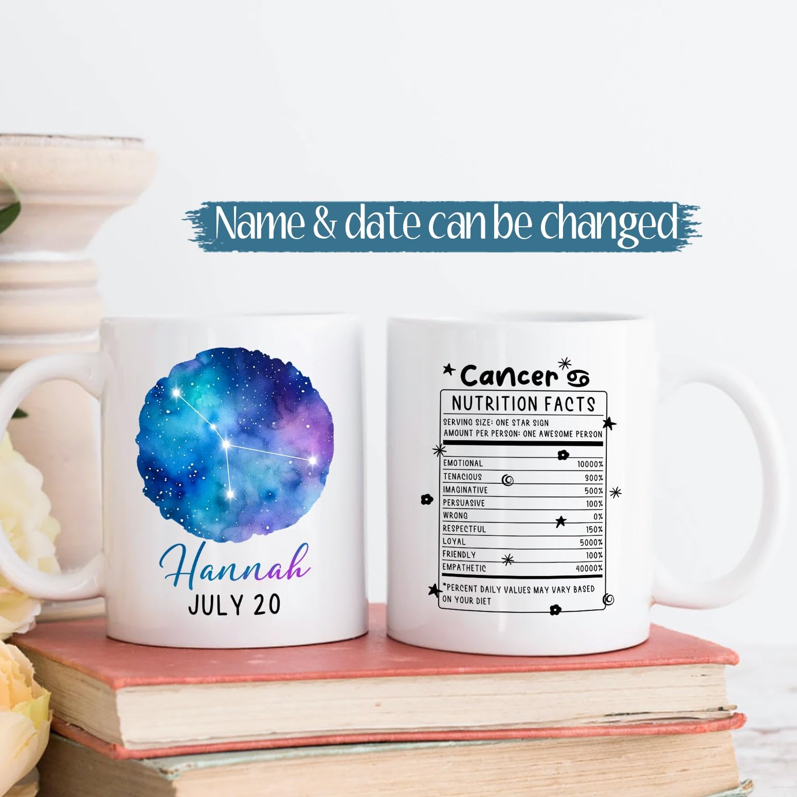 Tasse Latte Horoscope Cancer 12 Oz - Mug Céramique Blanc - Signe Du Zodiaque - Idée Cadeau Anniversaire - Neuf Sous Emballage