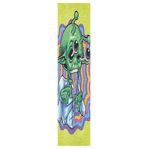 Alien - Cinta de agarre para patineta, sin burbujas, antideslizante, papel de lija para patineta, 33 x 9 pulgadas