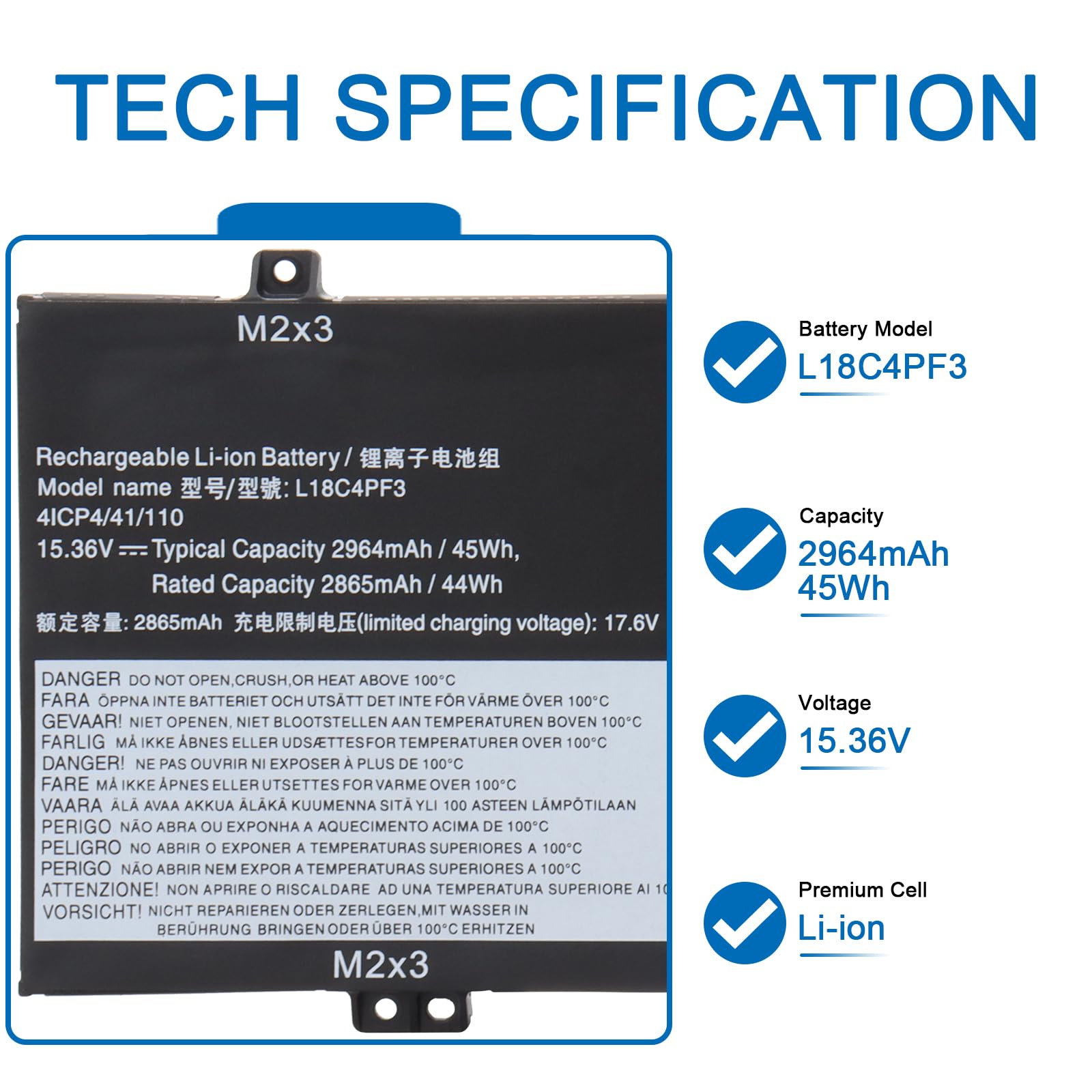 L18C4PF3 L18M4PF3 L18M4PF4 L18C4PF4 Laptop Batteria per Lenovo ideapad C340-14IML C340-14IWL C340-14API S540-14API S540-14IML S540-14IWL Flex-14IML Flex-14IWL Series 5B10T09077 15.36V 45WH