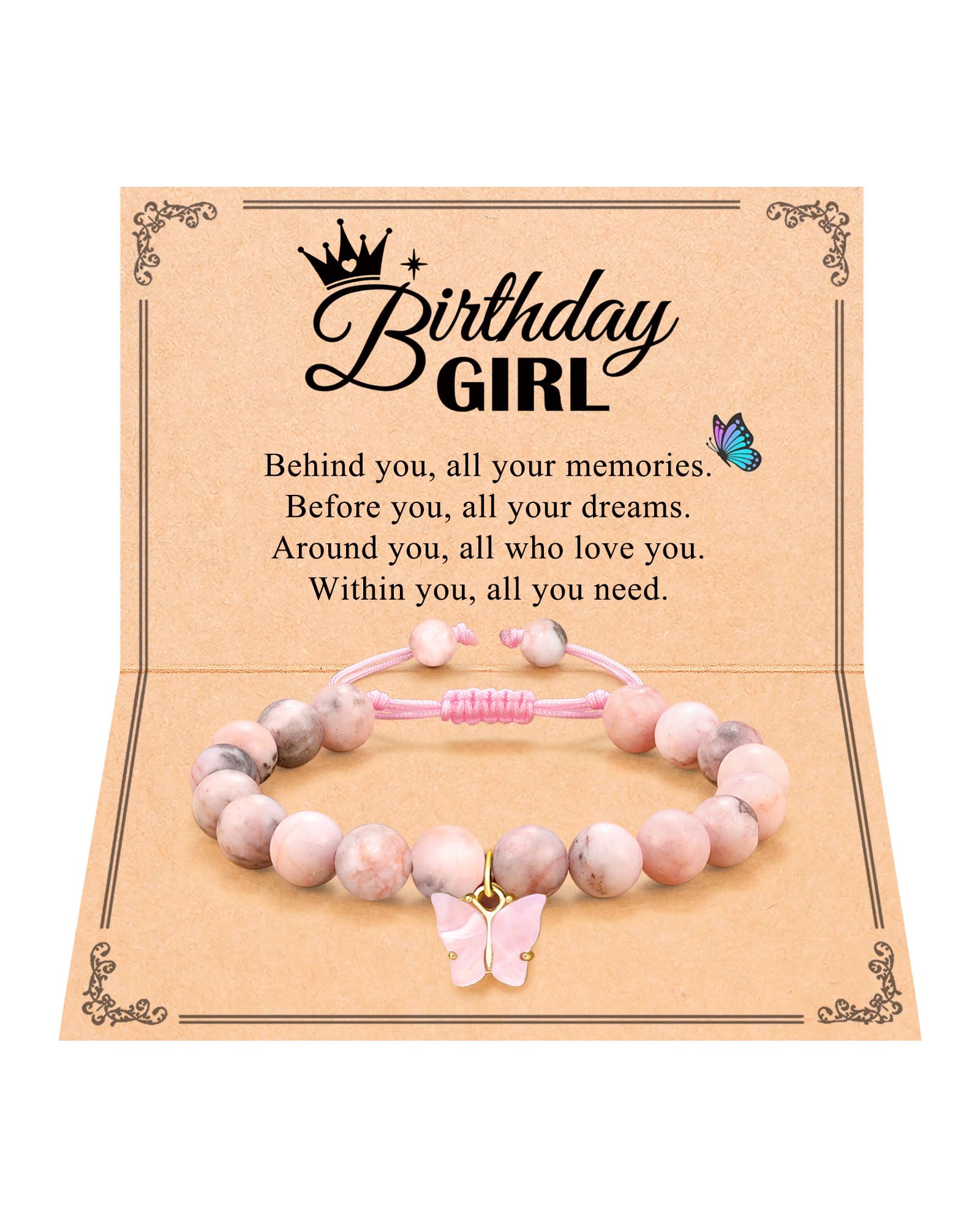 PINKDODO Happy Birthday Butterfly Bracelet for Girls Birthday Gifts for Girls Decoration