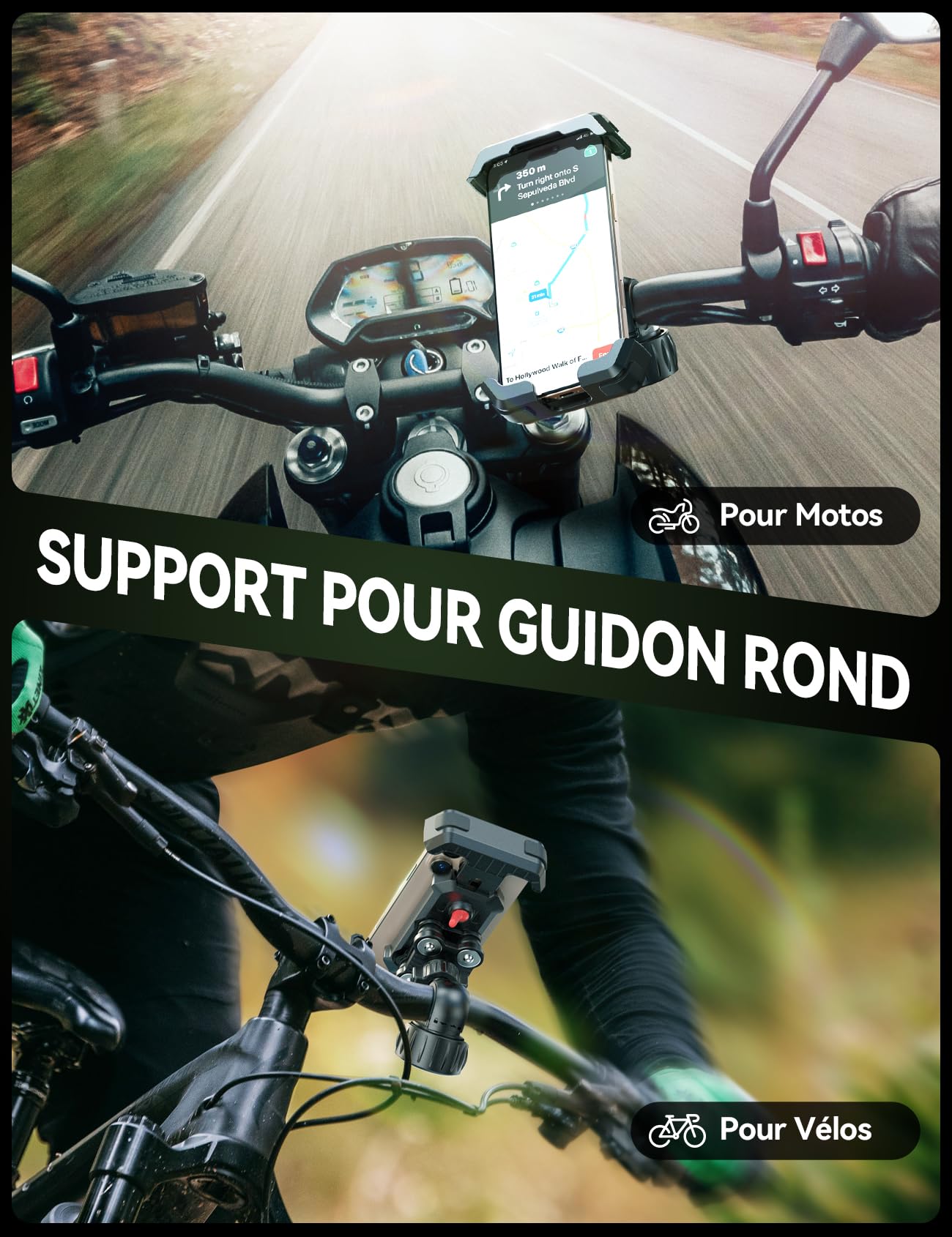 JOYROOM 2026 Support Téléphone Moto【Dernier Amortisseur】 Universel Porte Téléphone Vélo, Anti-Vibration pour iPhone 17/16/15 Pro Max, Samsung S25/S24/23 Ultra, Smartphones 4,7"-7"