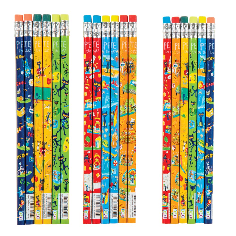 Amazon.com: Raymond Geddes Pete the Cat Pencils with Erasers (Pack