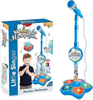 Kids Microphone with Adjustable Stand - Karaoke Machine with