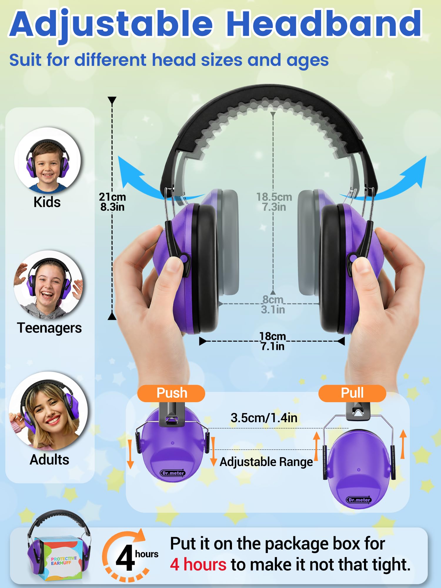 Dr.meter Ear Muffs for Noise Reduction: EM100 SNR27.4 Kids Ear Protection view 4
