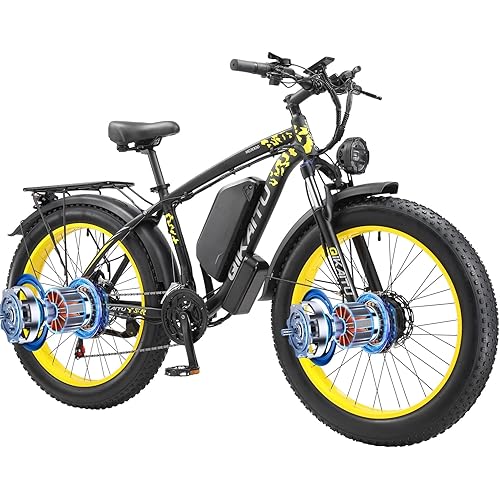 2000W Fat Tire Electric Bike for Adults - Dual Motor, 48V 23AH Removable Battery, 7-Speed, Front Suspension, 30MPH Ebike with LED Lights