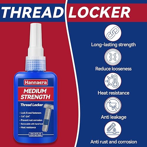 Miniatura 3 de Armario de rosca de alta resistencia 271, tuercas de bloqueo y sellado, pernos, sujetadores y metales, retenedor de rosca rojo contra pérdida y