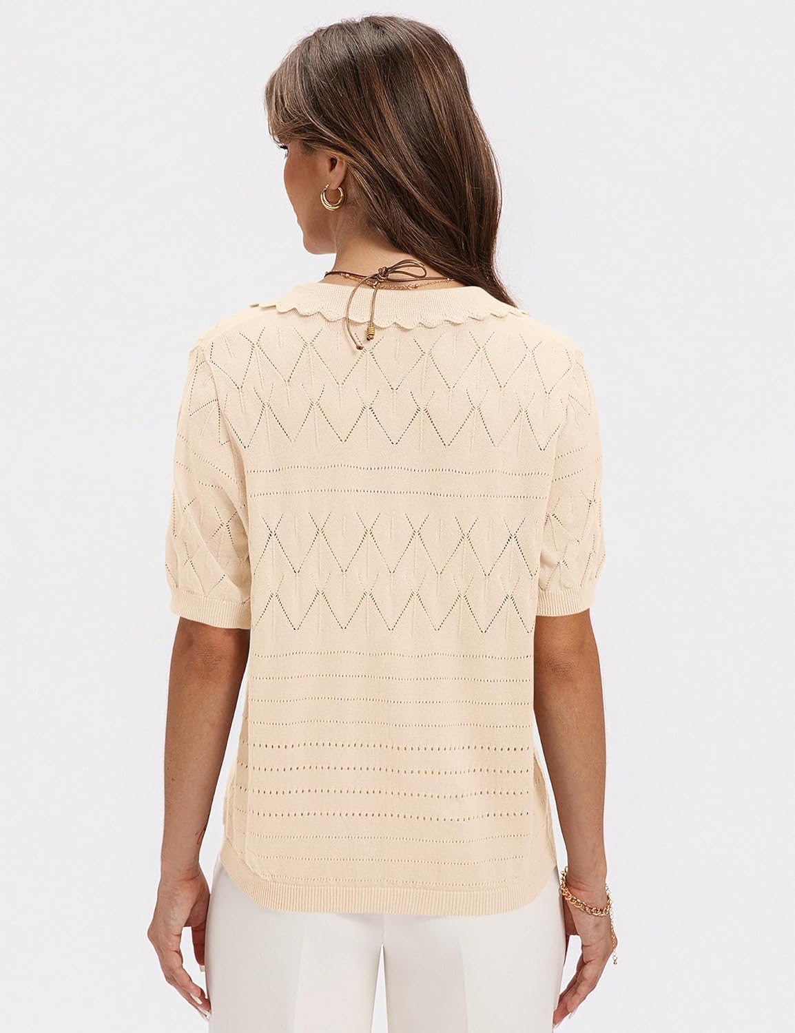 Micoson Short Sleeve Button Down Shirt for Women Lapel Lightweight Collared Blouses 2026 Summer Casual Cotton Tops - Image 6