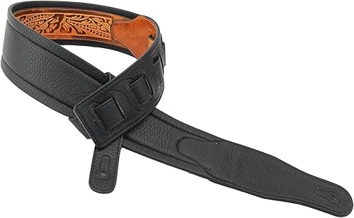 Miniatura 7 de Walker & Williams GB-104 Latigo Tan Correa De Guitarra Acolchada Patrón De Roble Vivo Para Guitarras Acústicas, Eléctricas Y Bajo, Marrón