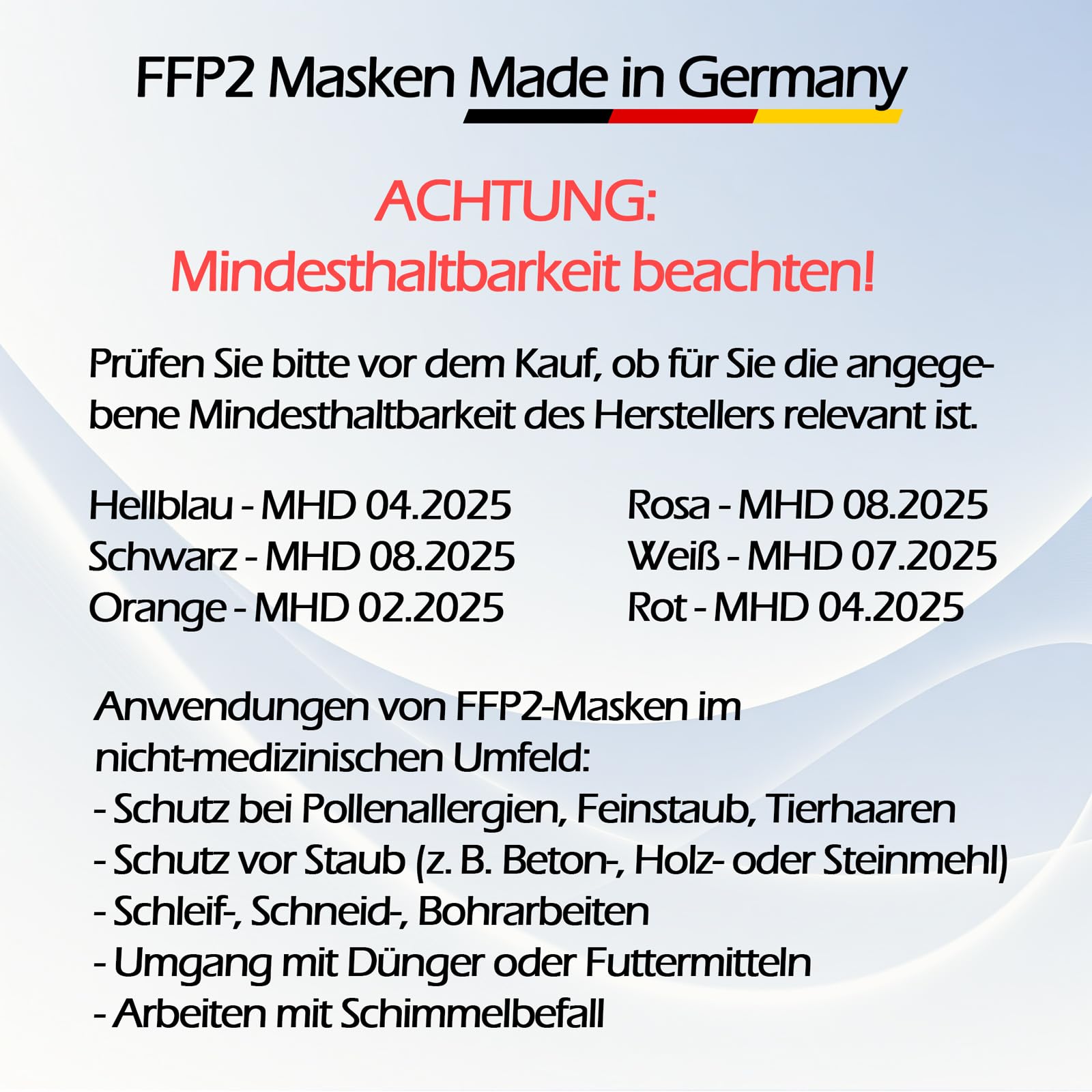 FFP2 Maske Fischform, 5 Stück Masken, Made in Germany Versand aus Deutschland, weiche Ohrschlaufen Bänder Atemschutzmaske