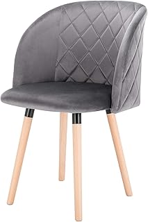 EUGAD Pack de 1 Sillas Comedor Vintage Diseño Sillas Nórdicas Moderna de Terciopelo Patas de Madera Silla de Cocina Gris Oscuro Silla Tulip