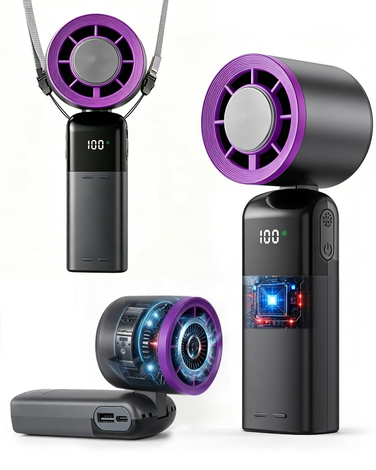 Mini ventilateur portable idéal pour festivals de musique et lecture en bibliothèque