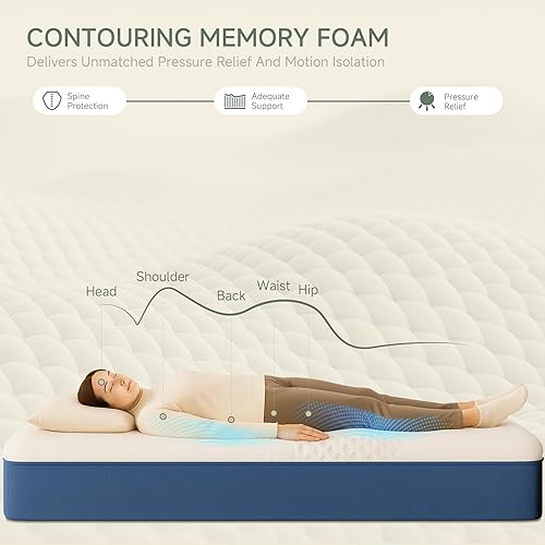 Miniatura 4 de Colchón tamaño King de 10 pulgadas para dormir más fresco, sin dolor de espalda - Colchón de espuma viscoelástica de grafeno y gel en una caja,