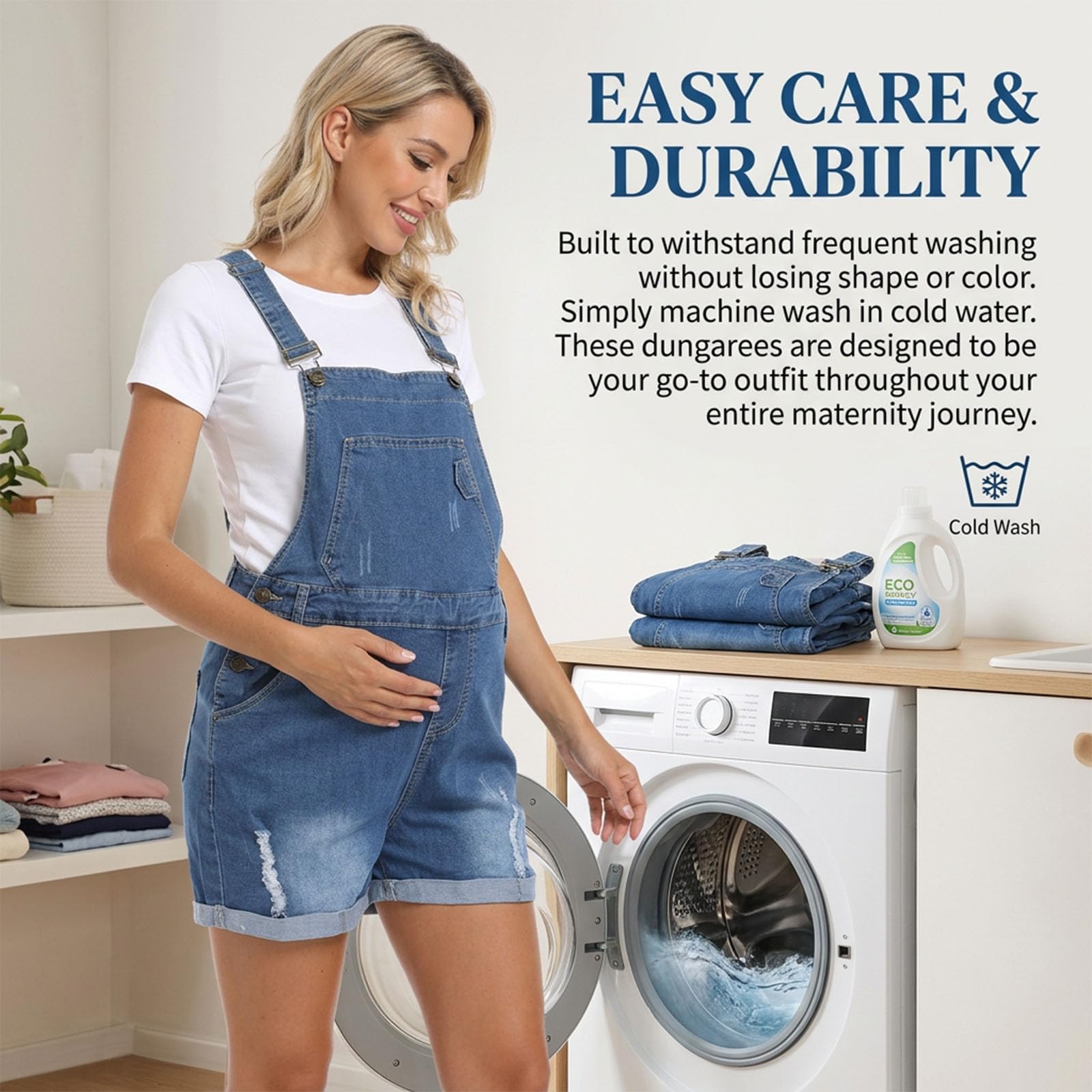 ENEN Umstandslatzhose Kurz Damen Sommer - Umstands Jumpsuit aus Denim mit Verstellbaren Trägern, Locker Maternity Overalls Ärmellos Schwangerschaftshose Kurz mit Taschen