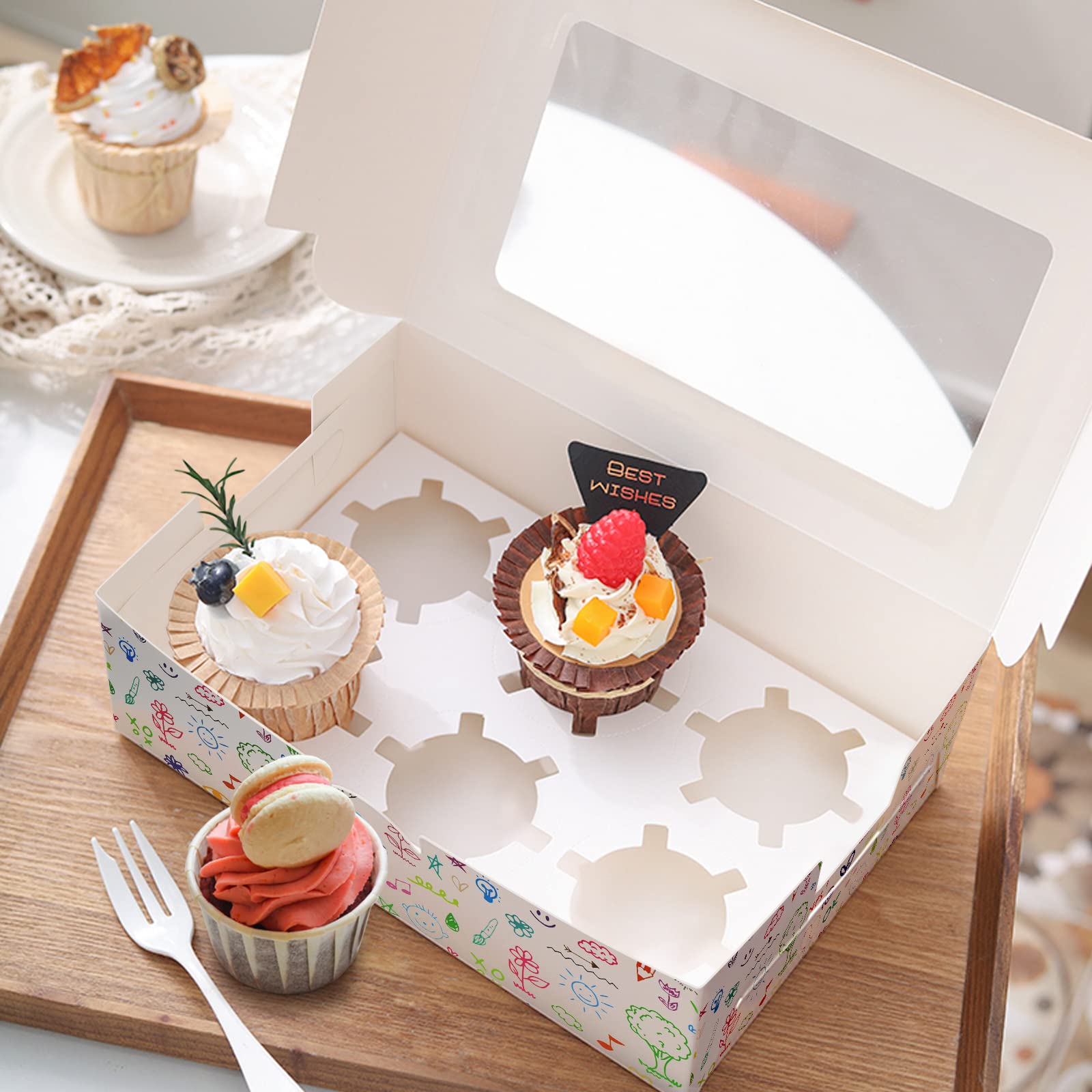 Lot De 15 Boîtes à Cupcakes En Carton Avec Fenêtre PVC - Idéal Pour Pâtisseries, Muffins Et Cadeaux Gourmands