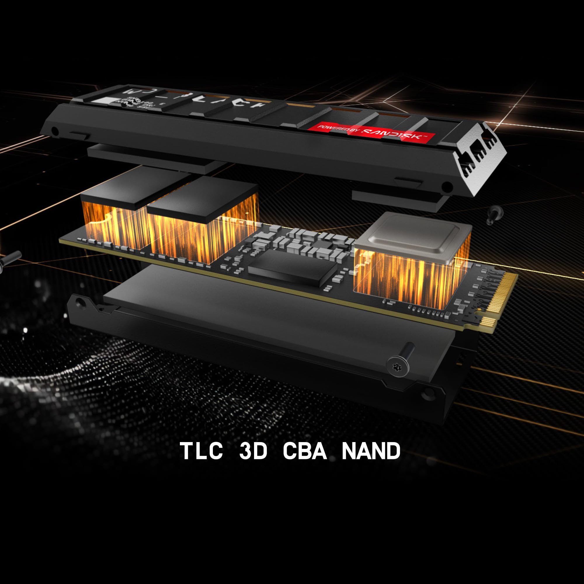 WD_Black SN8100 PCIe Gen 5, NVMe SSD 2 to (Jusqu'à 14 900 Mo/s / 14 000 Mo/s Vitesses en Lecture/d'écriture séquentielle, avec dissipateur Thermique, M.2 SSD, Jusqu'à 1 200ToW) Powered by SANDISK