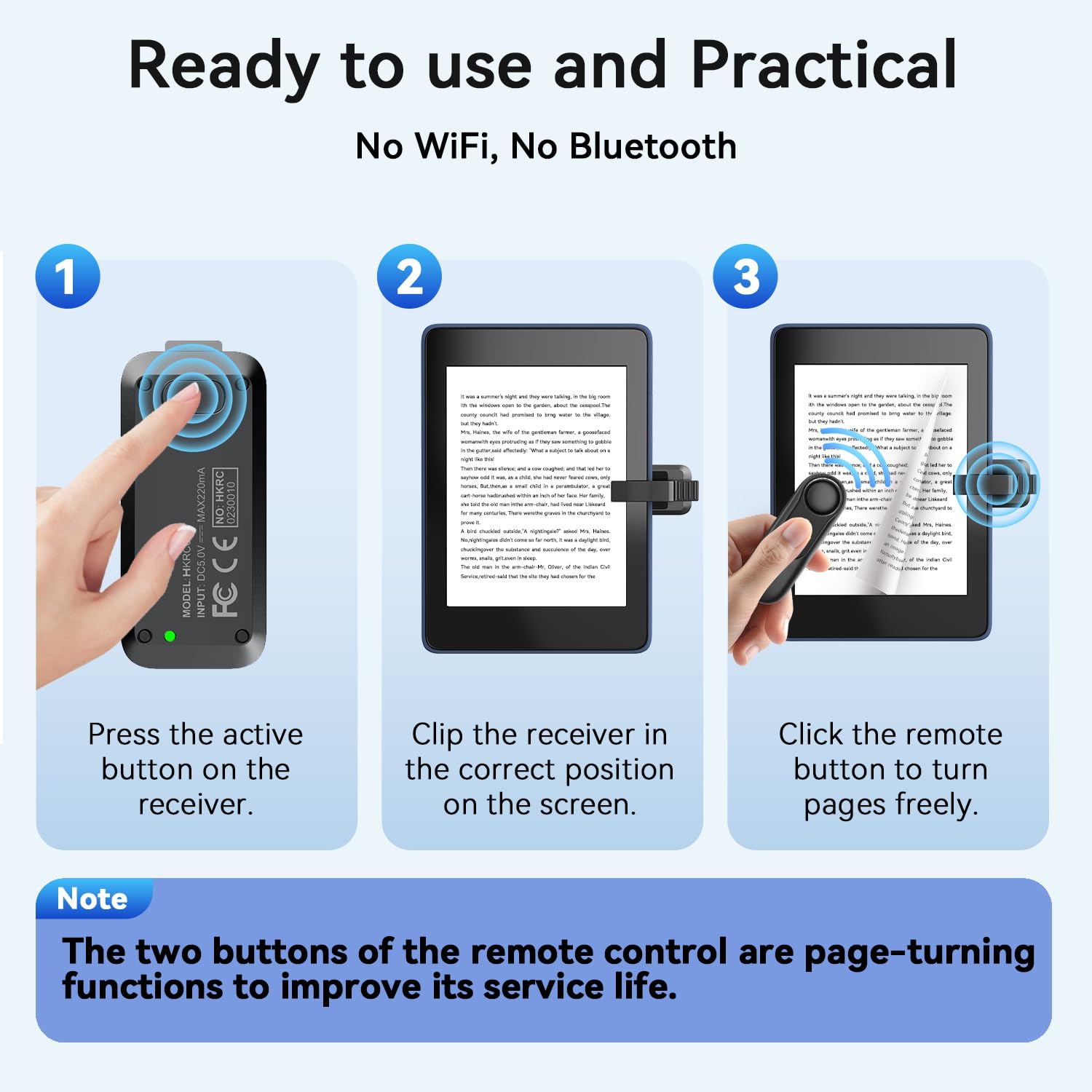 Supporto per Kindle con Telecomando Pagina Turner HKRC005, Lettore eBook, Telecomando RF per Kindle/iPad/Tablet