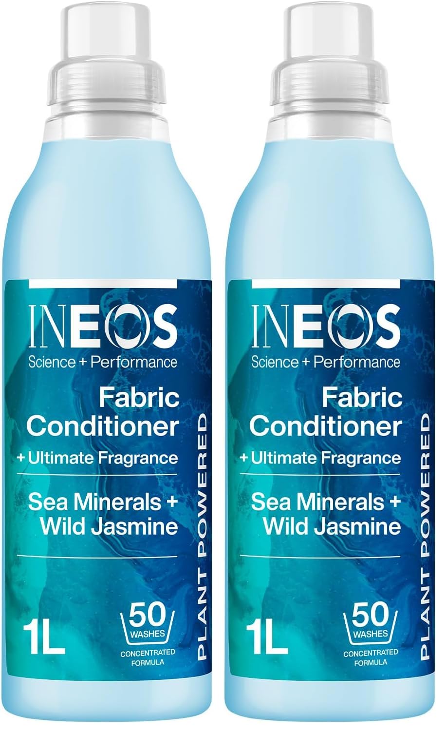 Next- Gen Long Lasting Fabric Conditioner Sea Minerals + Wild Jasmine (50 Washes), Plant Powered, Odour Removal, Softens + Protects (Pack of 2)