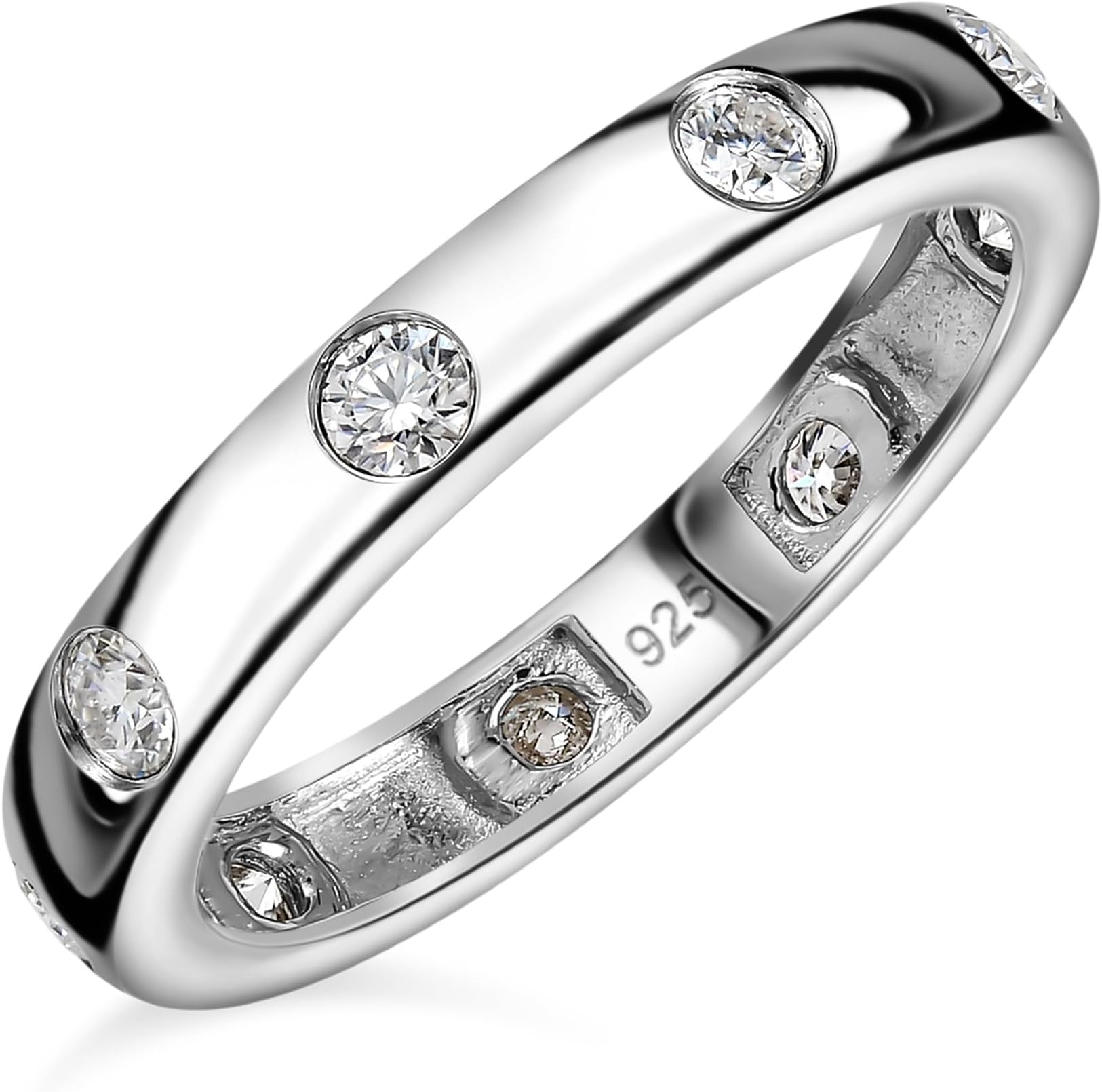 TJC Moissanite Wedding Band Ring for Women in 925 Sterling Silver Engagement Rings for Her Anniversary Rings for Wife Daughter
