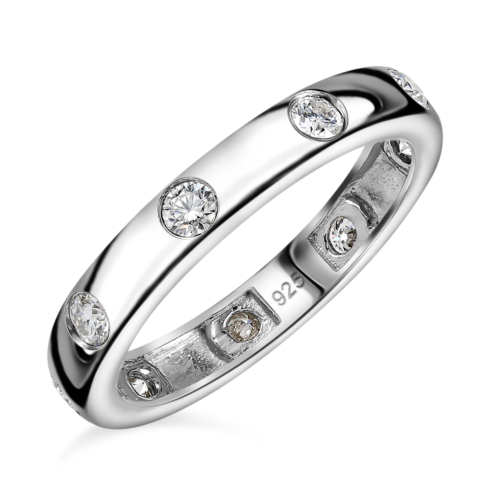 TJC Moissanite Wedding Band Ring for Women in 925 Sterling Silver Engagement Rings for Her Anniversary Rings for Wife Daughter