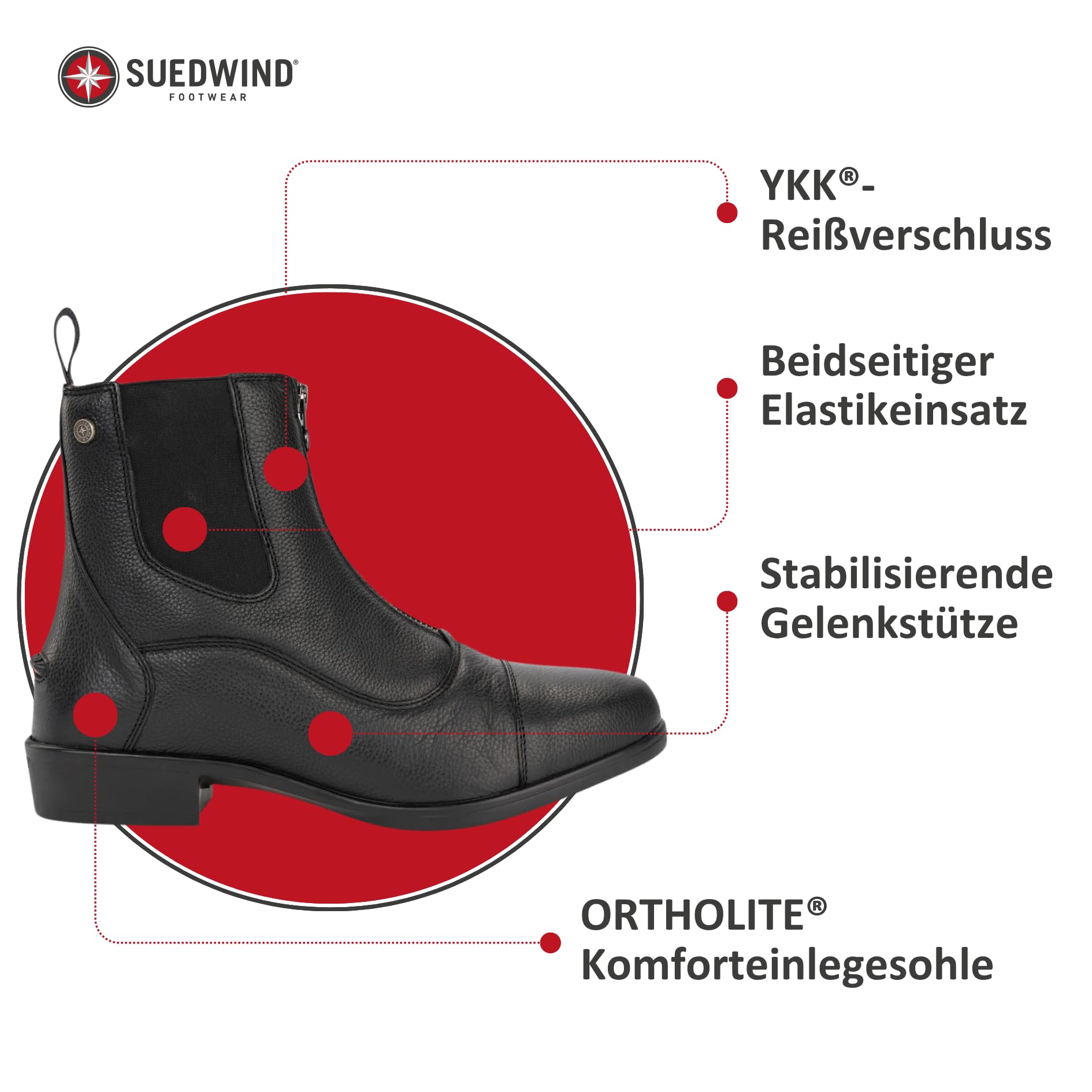 SUEDWIND FOOTWEAR Stivali da equitazione "ADVANCED II FZ Soft" con chiusura lampo sul davanti, scarpe da equitazione, gassi, tempo libero
