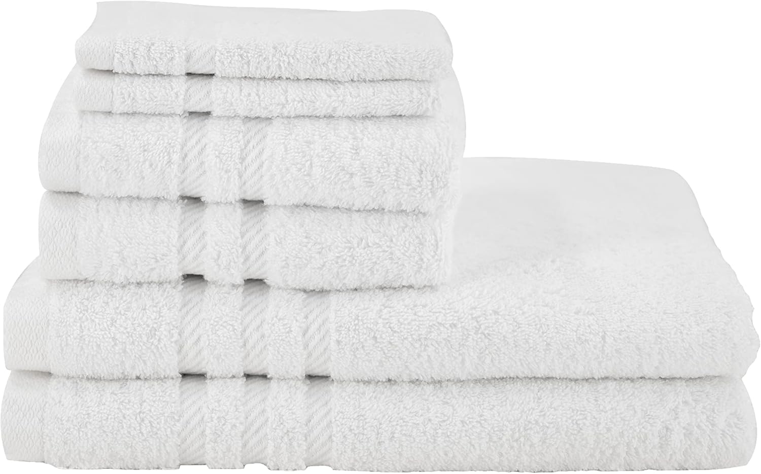 Hotel Bath Towel Set for AirBnB, Inns and Spas, Soft and Durable, 100% Cotton in White Patricia Set of 2 Bath Towels, 2 Hand Towels, 2 Washcloths