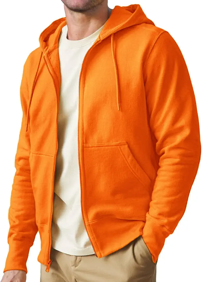Mens Zip up Hoodie Full Zip Fleece Lined Pullover Hooded Sweatshirt Long Sleeve Sports Hooded Jacket with Pocket