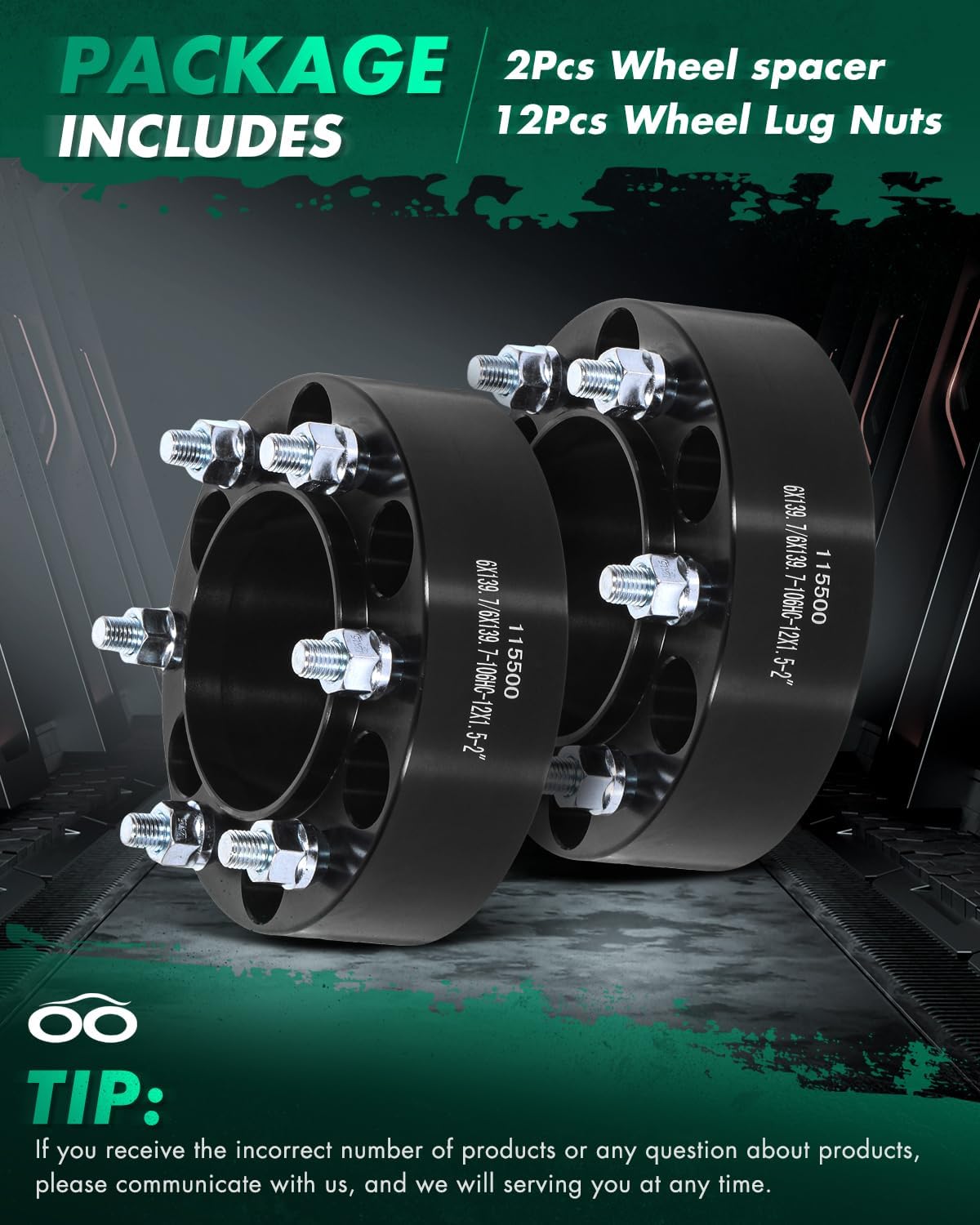 SCITOO 2Pcs Wheel Spacers 2 inch 6x5.5 Bore 106mm Studs 12x1.5 6 Lug Wheel Spacers Adapters Fit for for Toyota for Tacoma for Toyota for 4Runner for Toyota for Tundra for Toyota