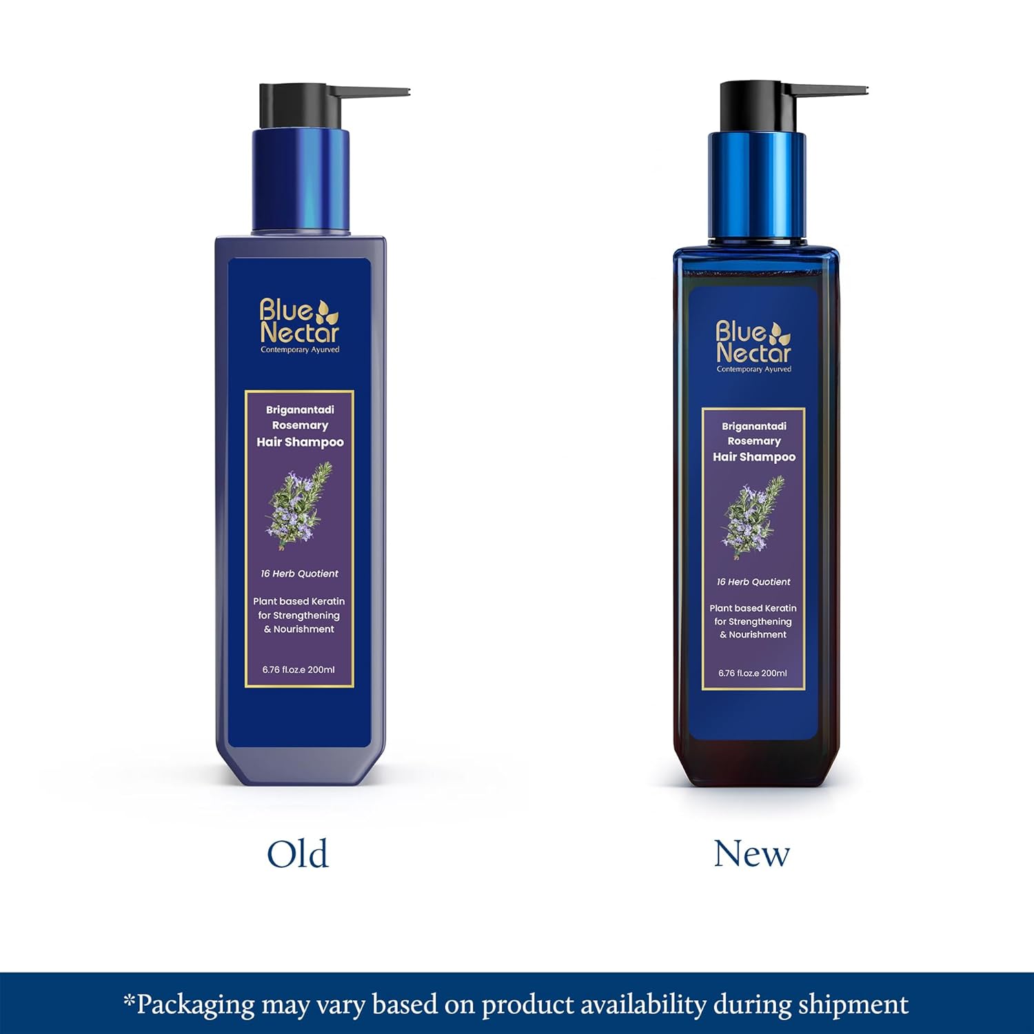 Blue Nectar Keratin Rosemary Shampoo for Hair Growth | Natural Shampoo for Curly, Frizzy & Dry Hair | Paraben & Sulphate Free for Men & Women (16 Herbs, 6.76 Fl Oz)