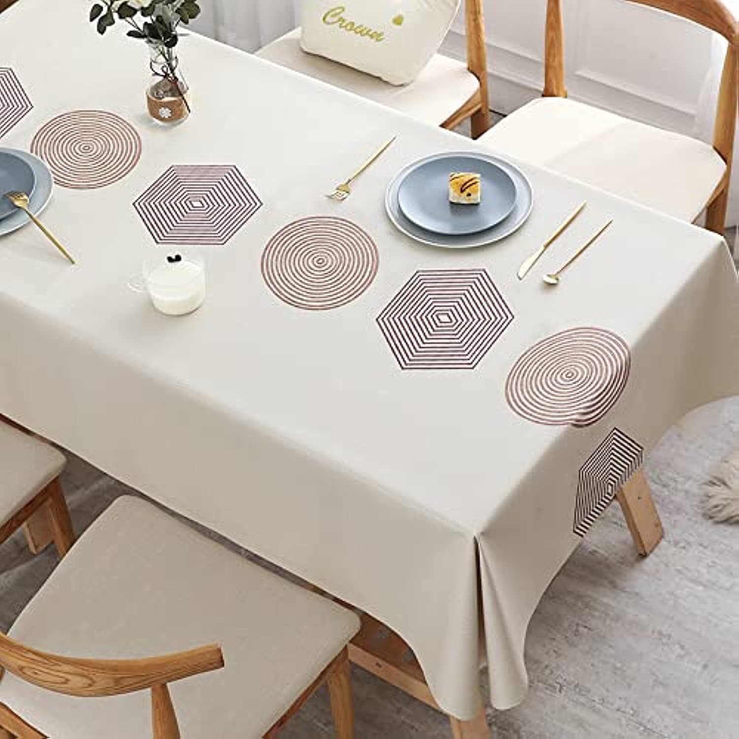 Rectangle Tablecloth 140x180cm/55x71in,Wrinkle Free PVC Table Cloths