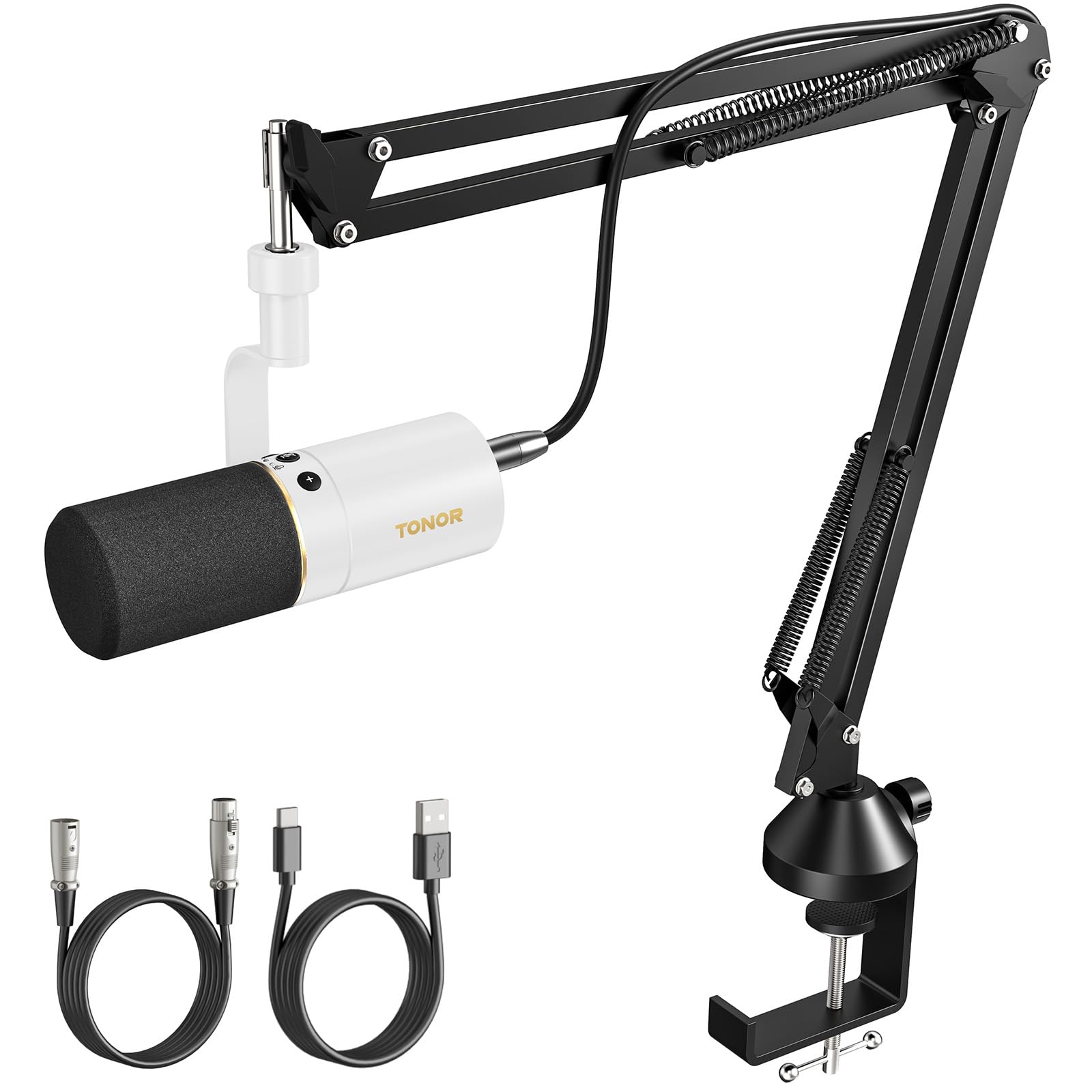 TONOR USB/XLR Mikrofon PC Dynamisch mit Mikrofonarm, Gesangsmikrofon Micophone Gaming Microfono PS4 PS5 Vocal Mic mit Mikrofonständer Mute Button für Podcast Studio Brodcast Streaming Aufnahme TD510+