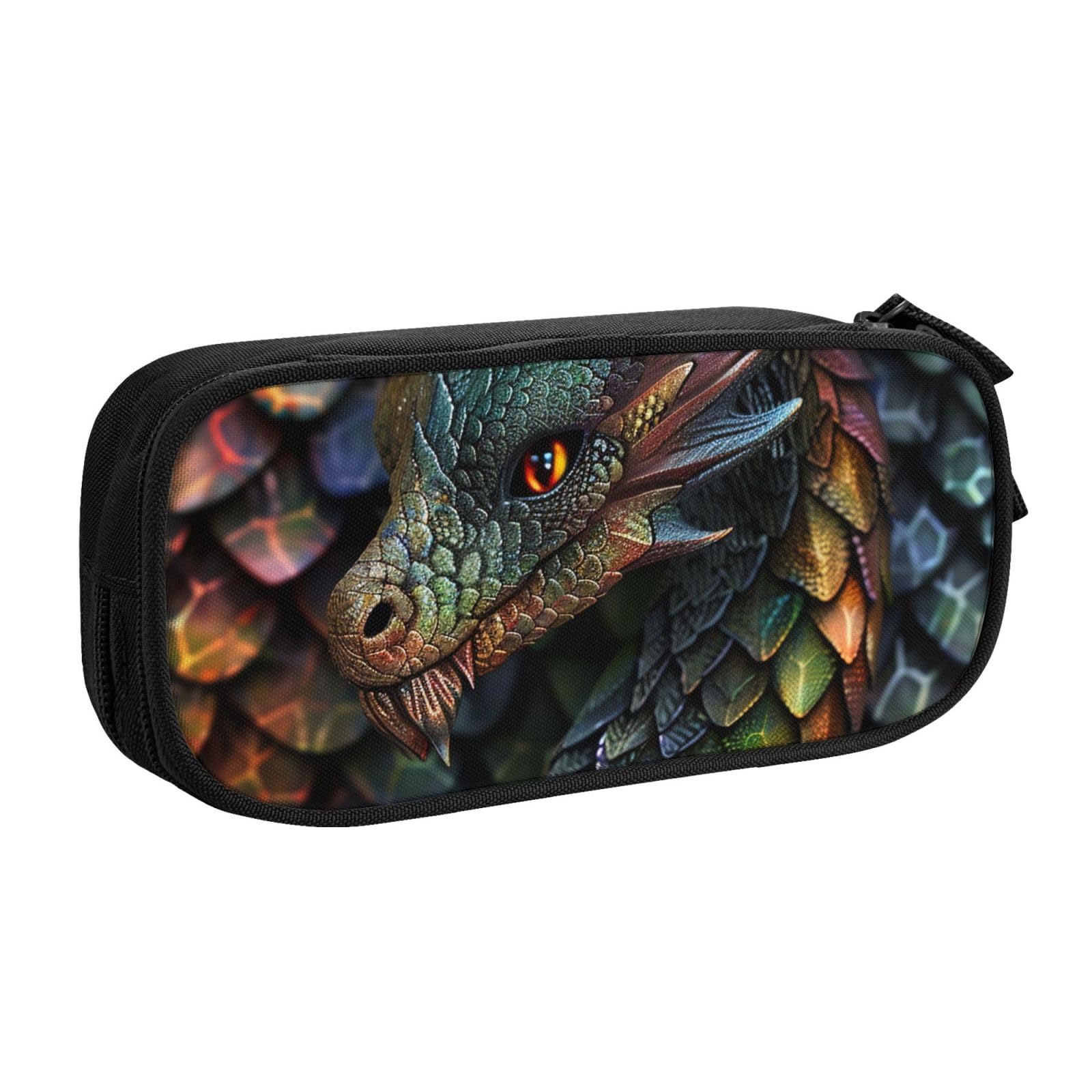 JCVOTREL Dragon Scale Printed Pencil Case - Large-Capacity Stationery Bag Pen Pouch Holder with Zipper for School Travel Office, One Size