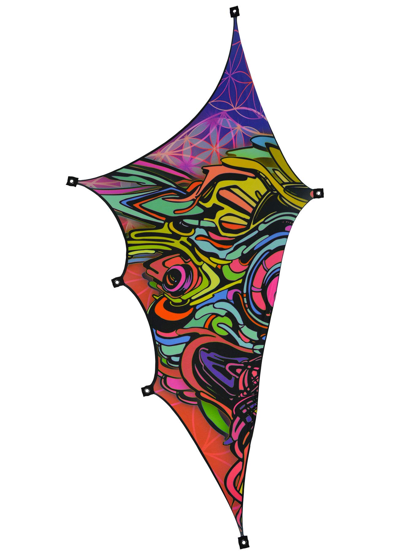 PSYWORKBlack Light Sail Spandex Goa Flower of Life Left Small 2.0 x 1.0 m
