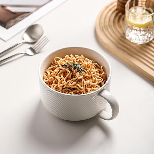 Miniatura 6 de Tazón de sopa con asa taza de sopa de gran tamaño de 38 onzas con asa, cuenco de cerámica apto para microondas para cocina, taza de sopa