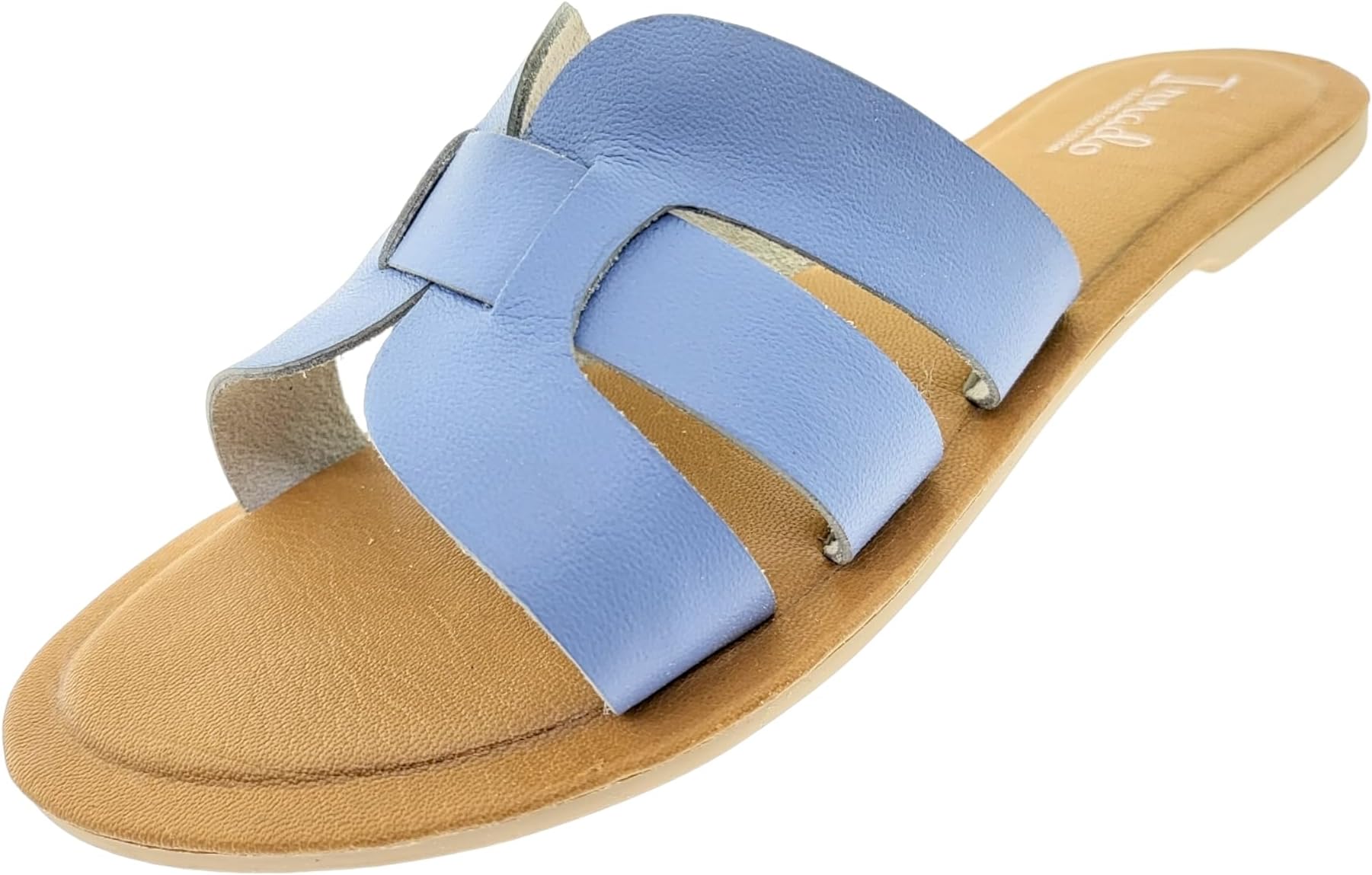 irnado Women's Leather Flat H Band Slide Sandal